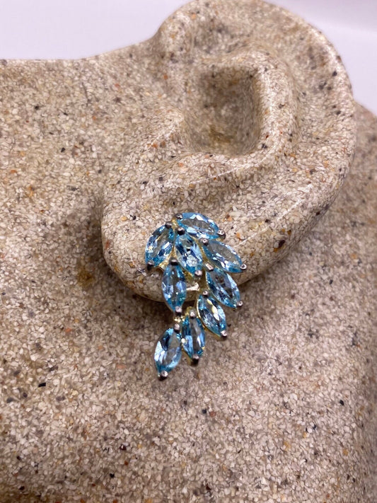 Vintage Blue Topaz 925 Sterling Silver Drop Earrings