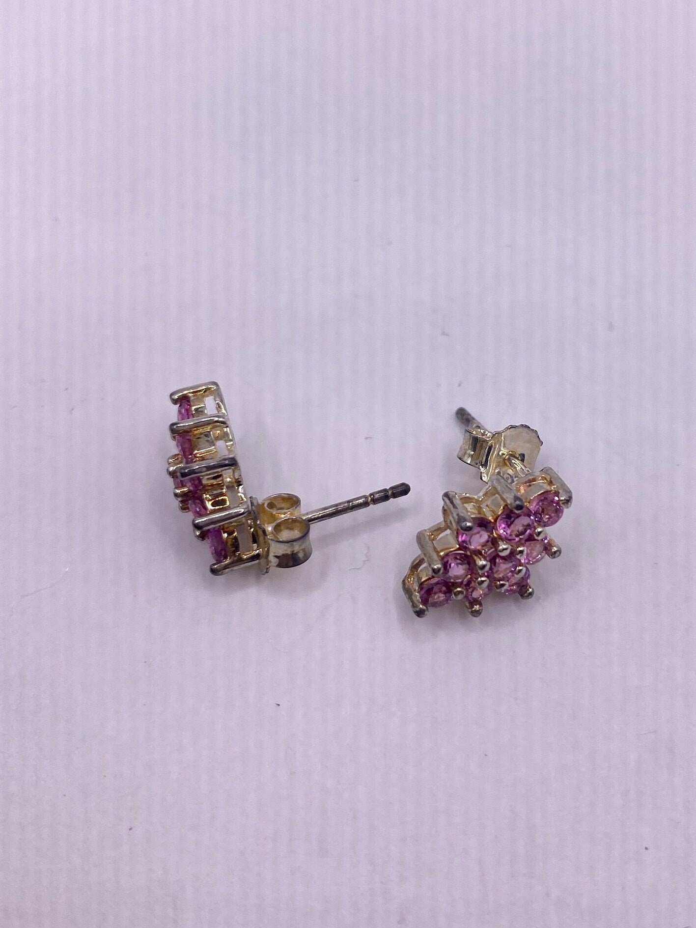 Vintage 925 Sterling Silver Red Tourmaline Earrings