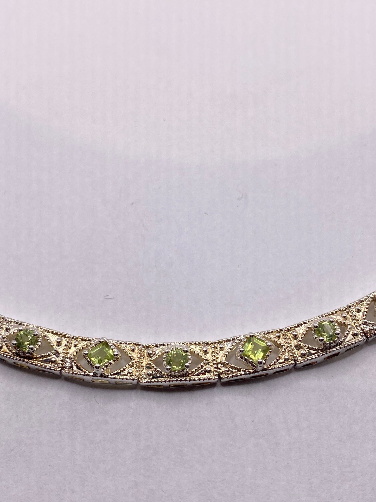Vintage 925 Sterling Silver Green Peridot Necklace