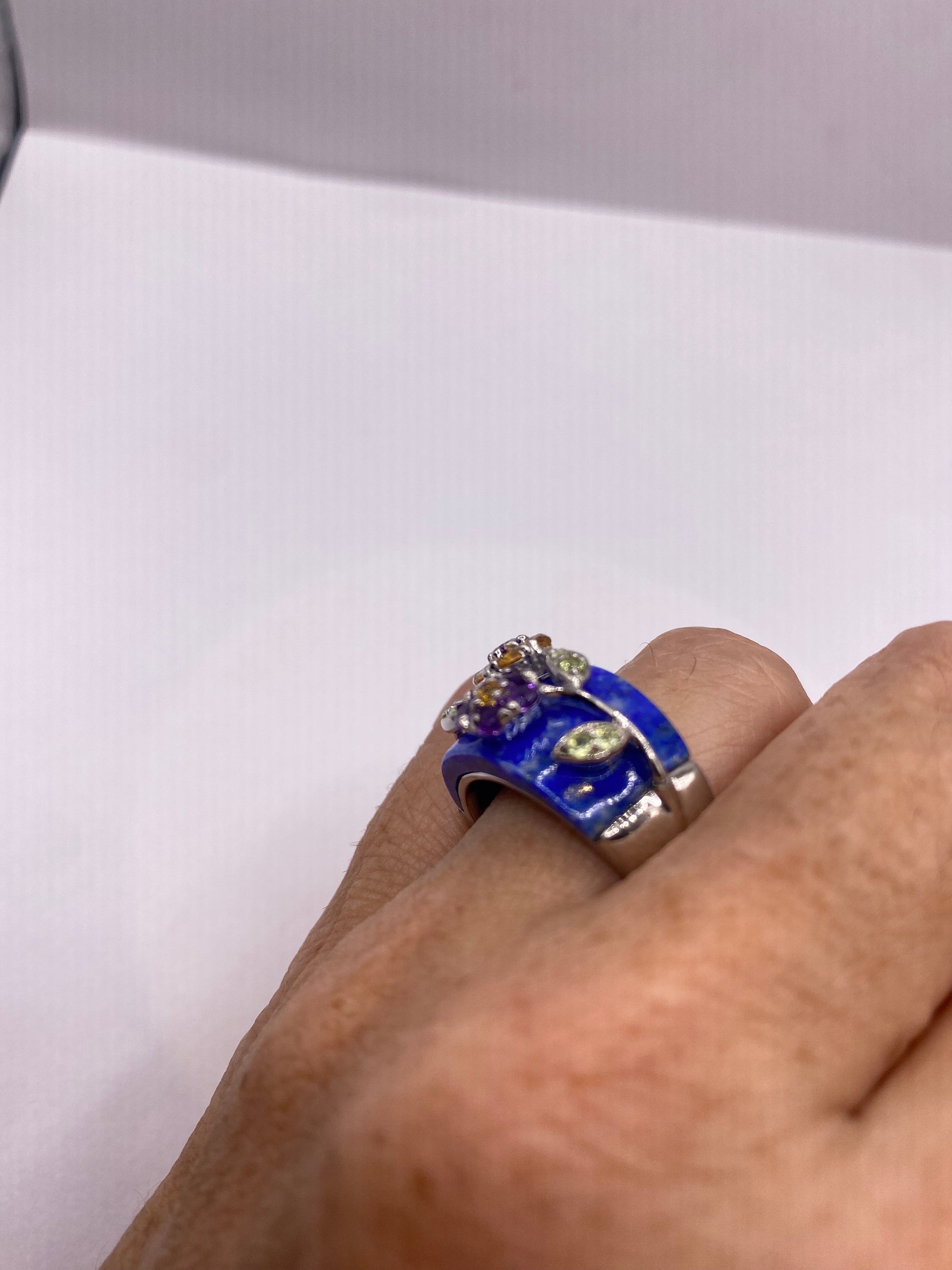 Vintage deep lapis lazuli 925 Sterling Silver Ring