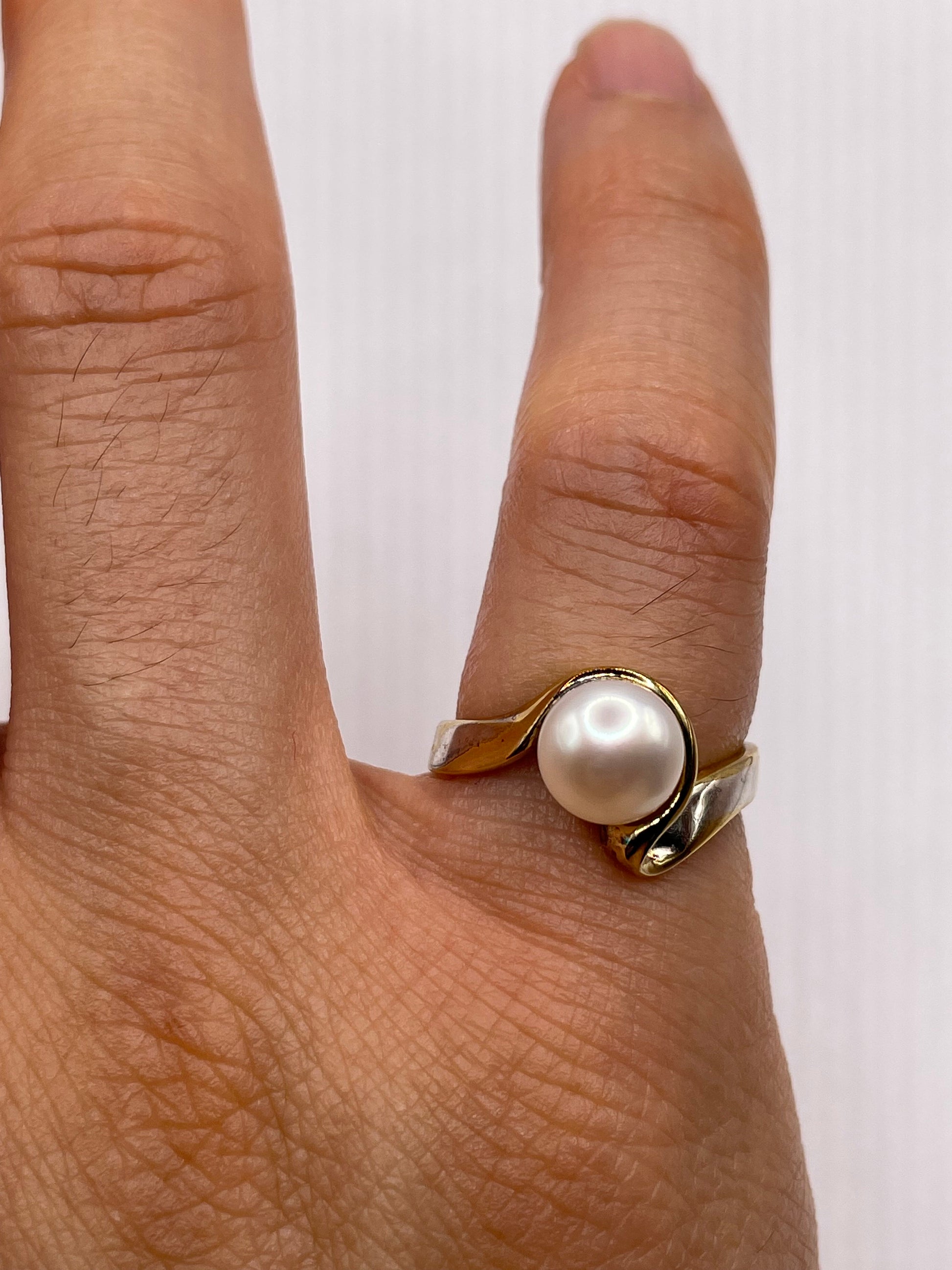 Vintage Cultured Pearl 925 Sterling Silver Ring