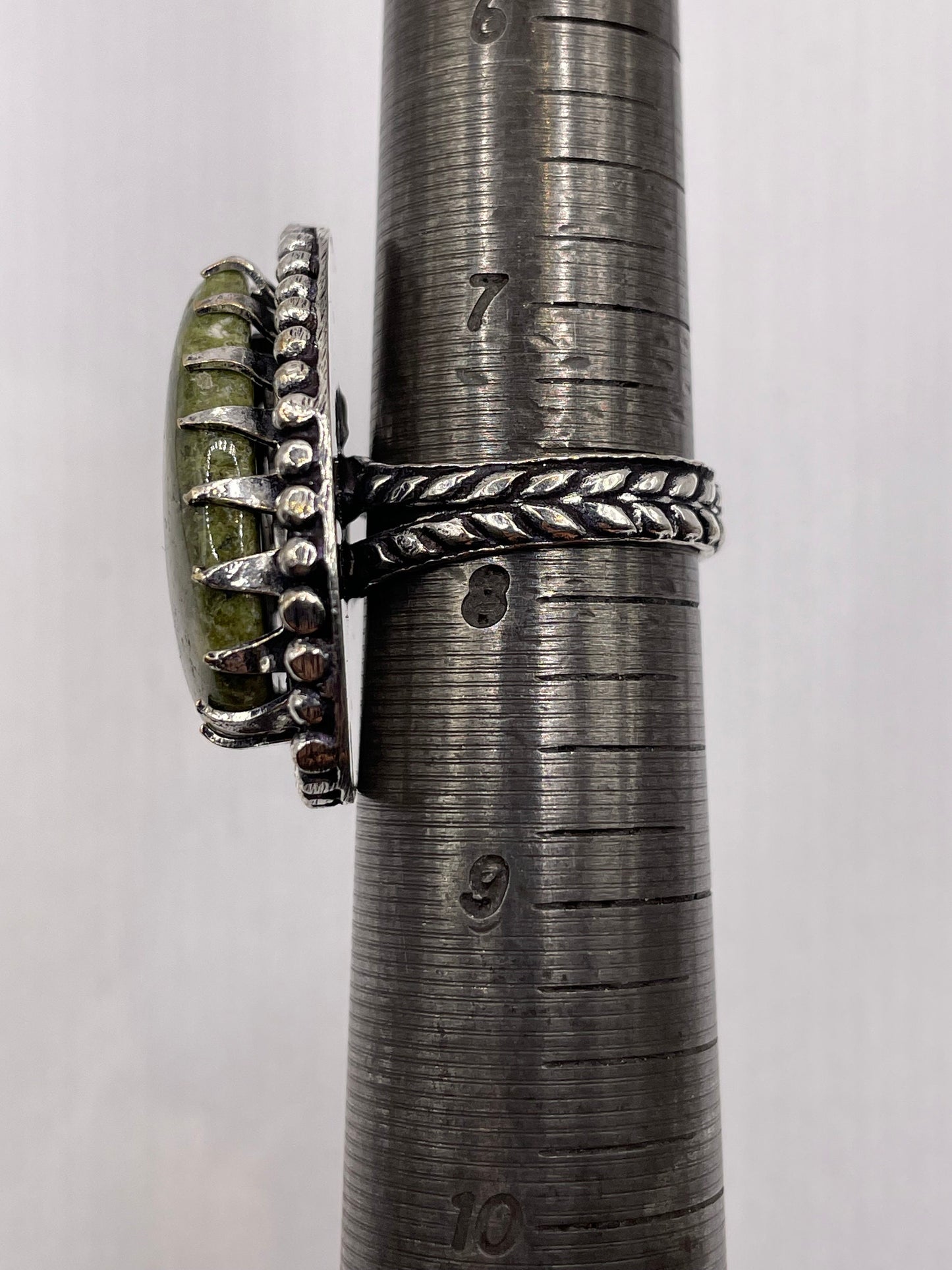 Vintage Green Unikcyte Silver Ring Size 7.25