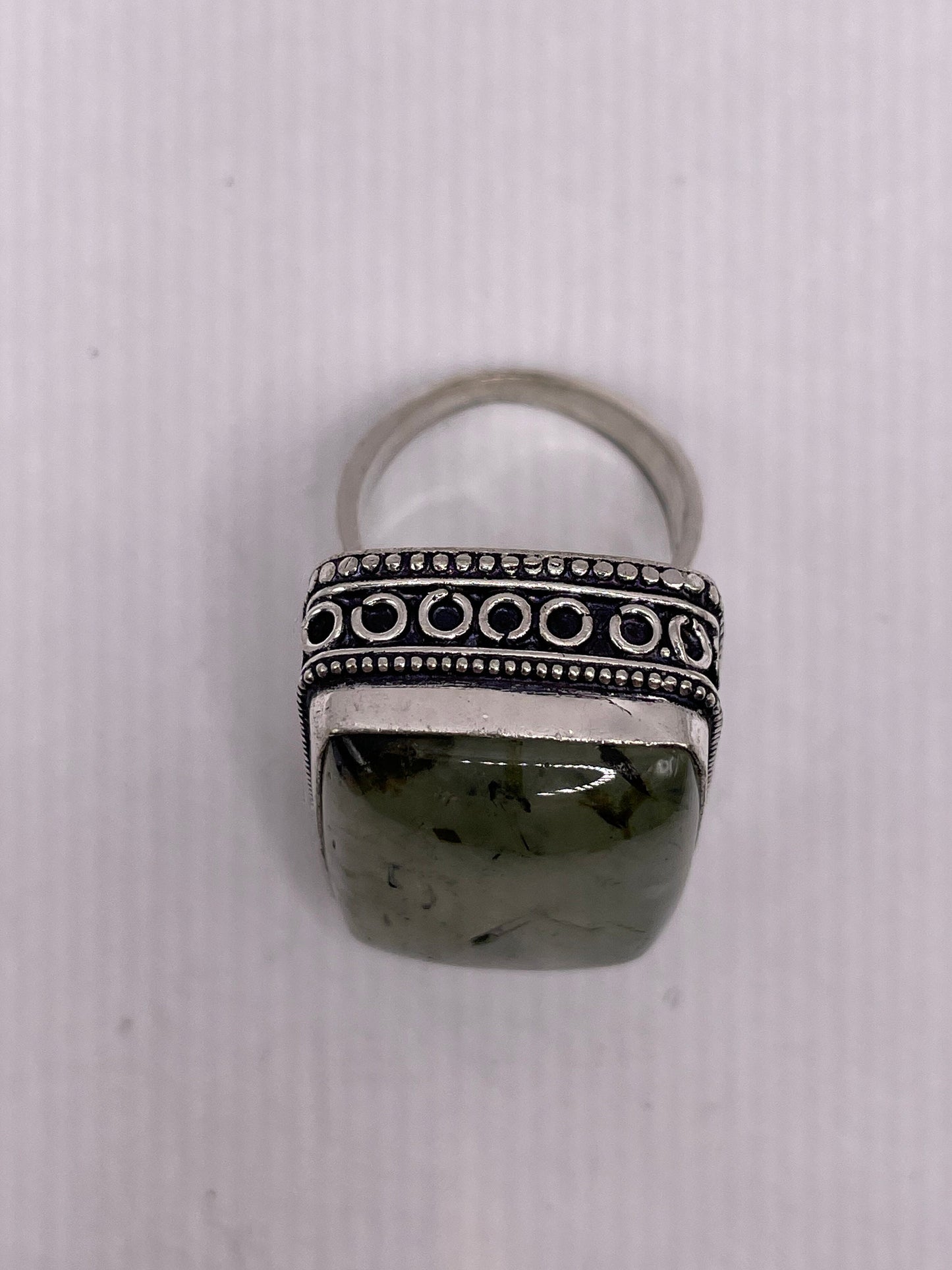 Vintage Green Moss Agate Cocktail Ring