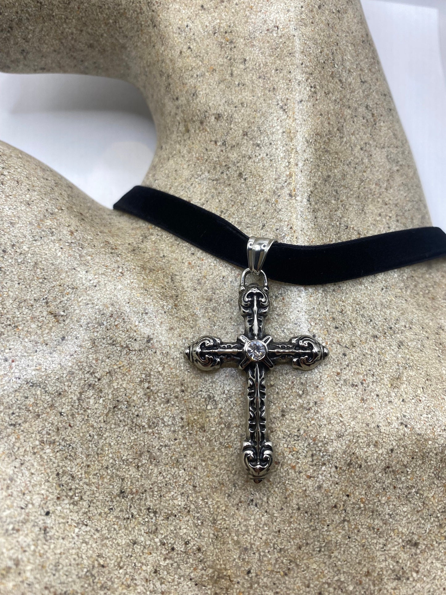 vintage Celtic Stainless Steel Cross pendant necklace