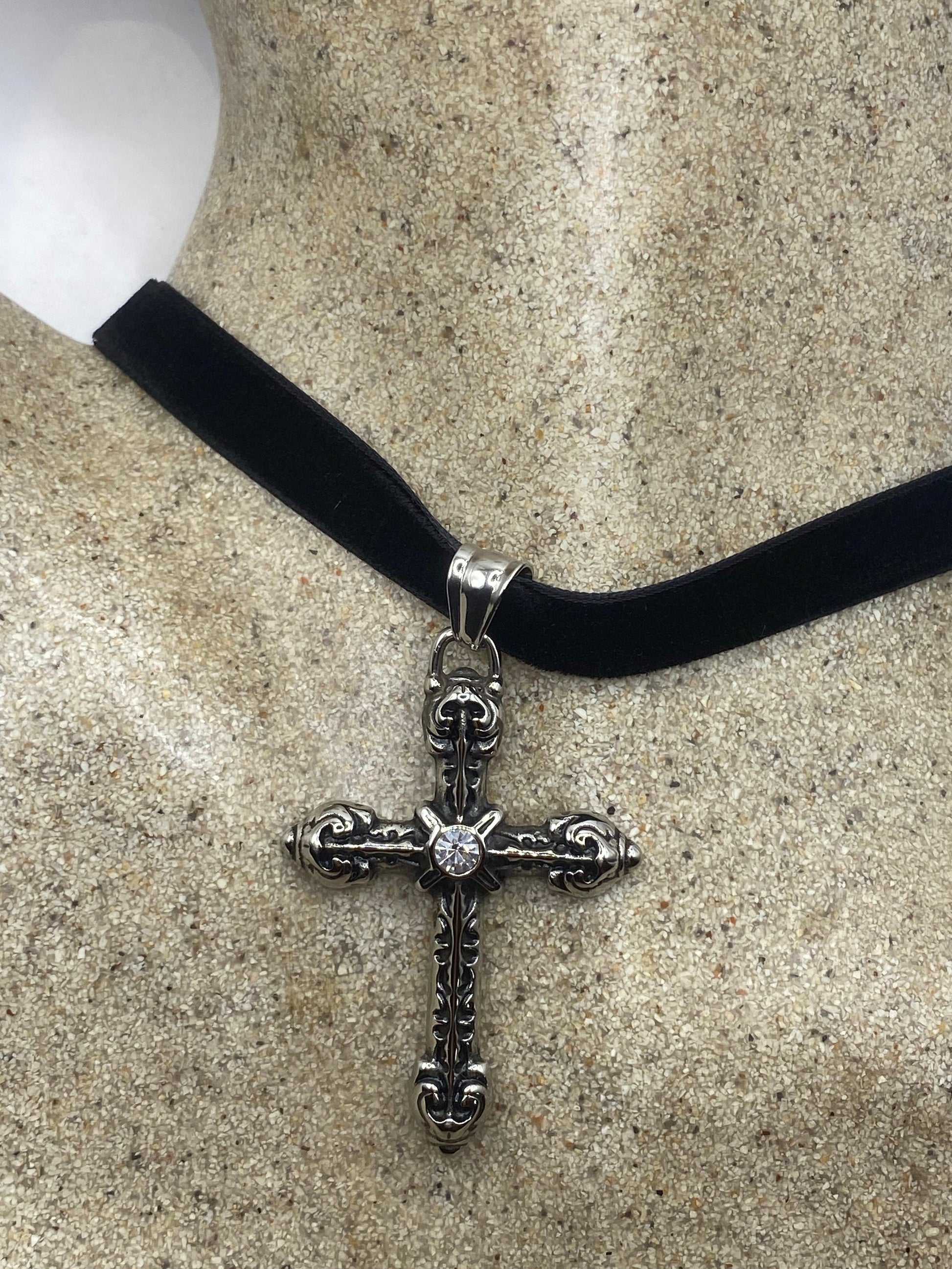vintage Celtic Stainless Steel Cross pendant necklace