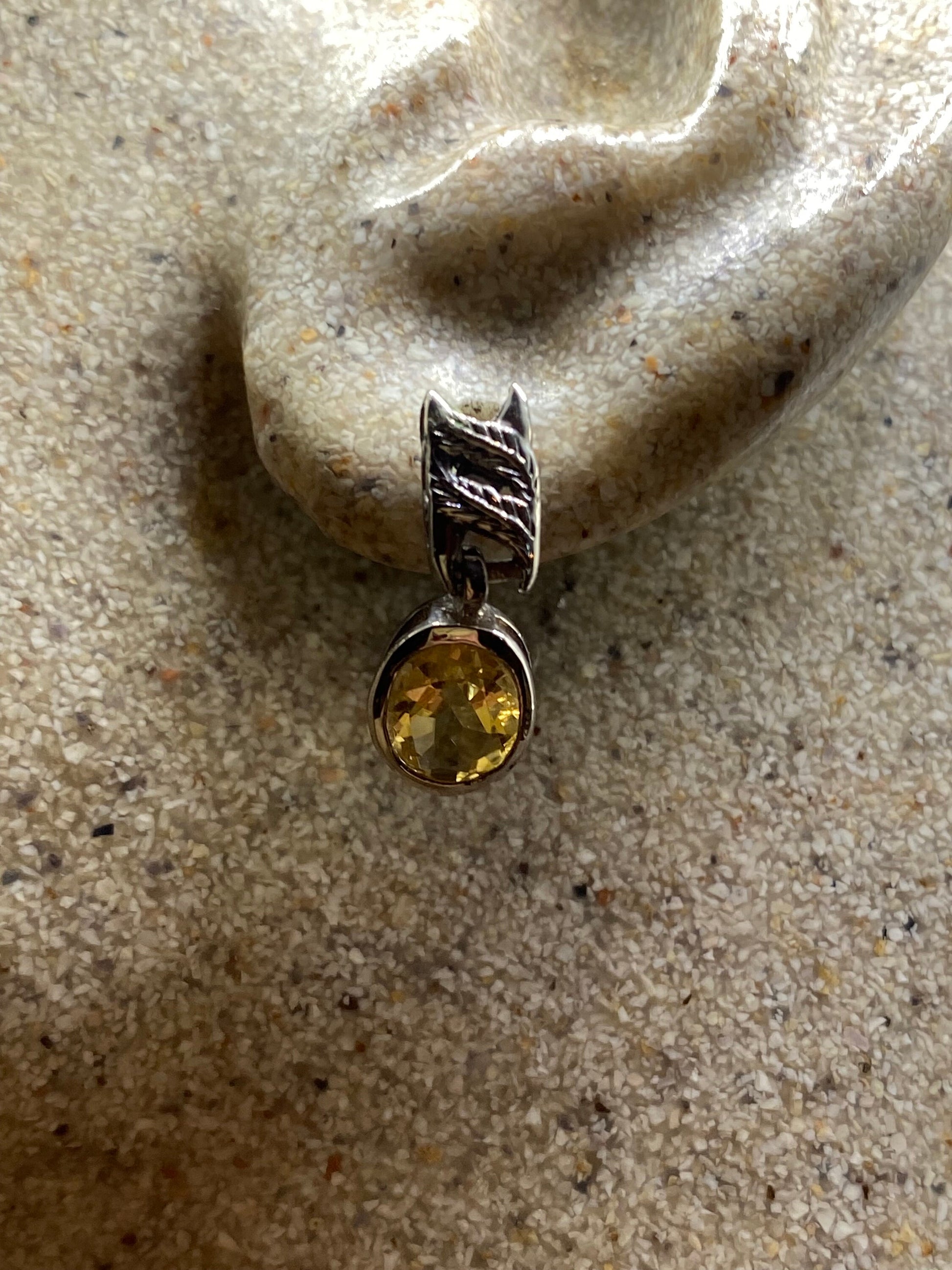 Vintage Citrine Earrings 925 Sterling Silver Drop Dangle