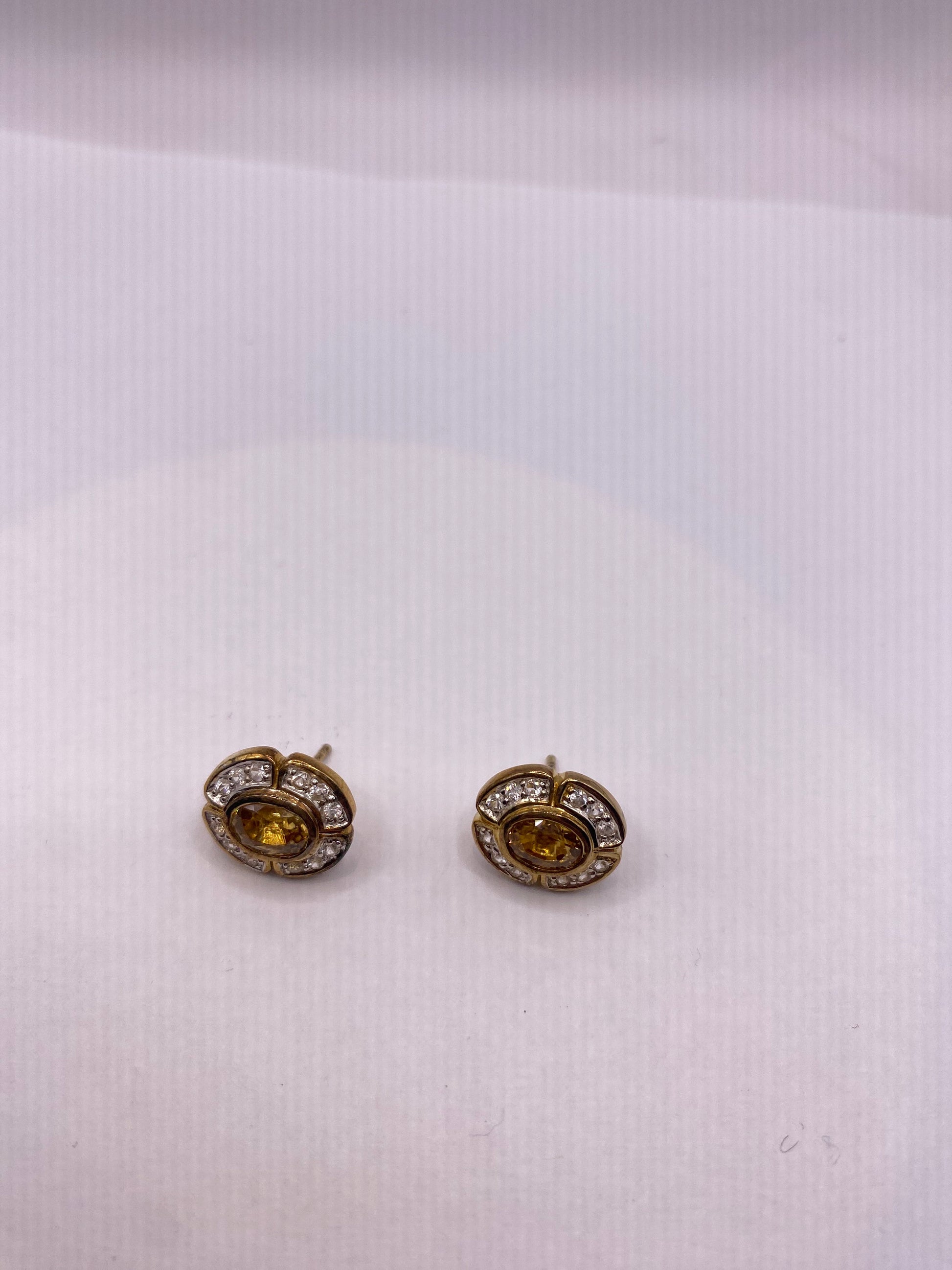 Vintage Citrine Earrings 925 Sterling Silver Drop Dangle