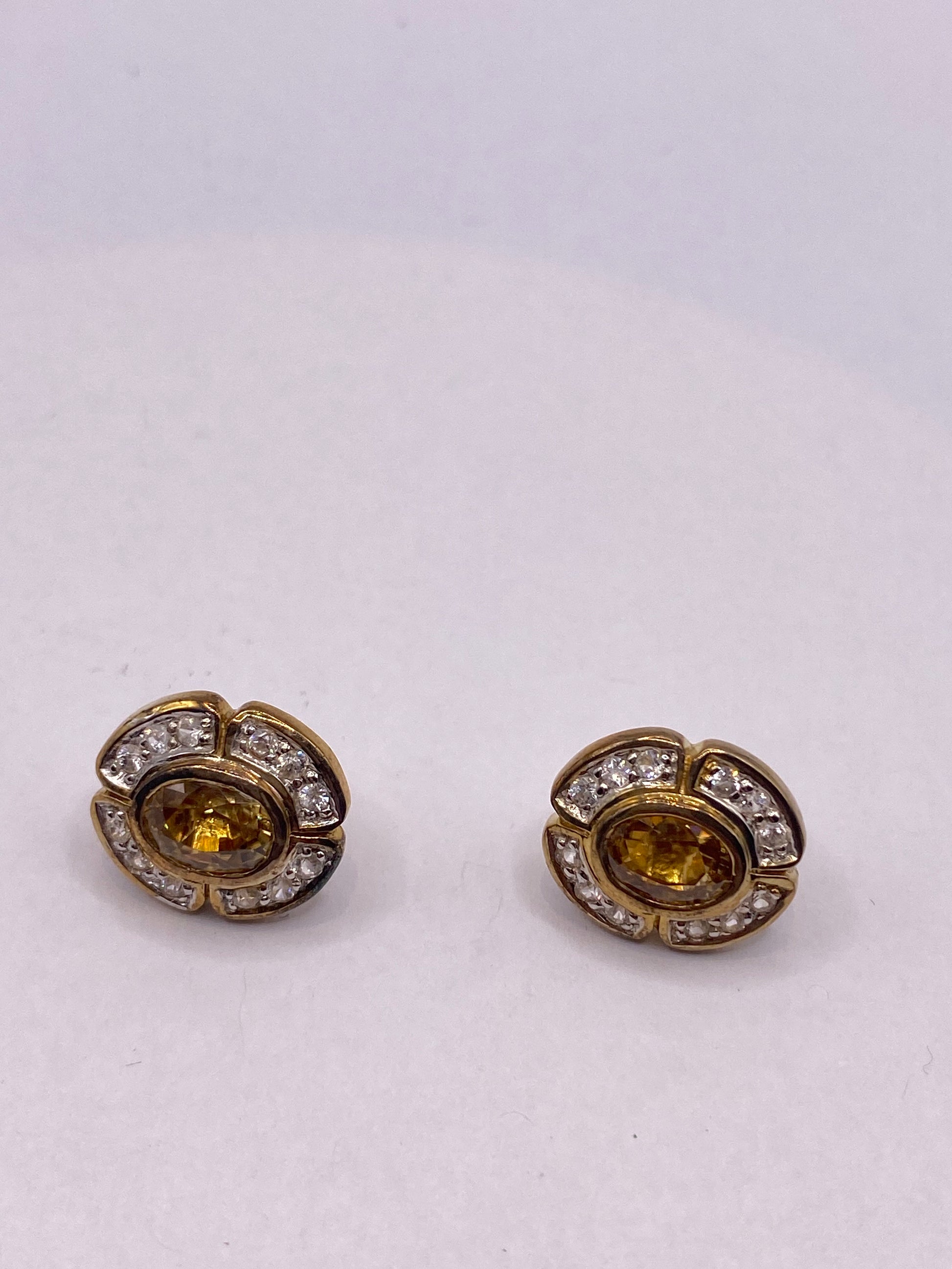 Vintage Citrine Earrings 925 Sterling Silver Drop Dangle