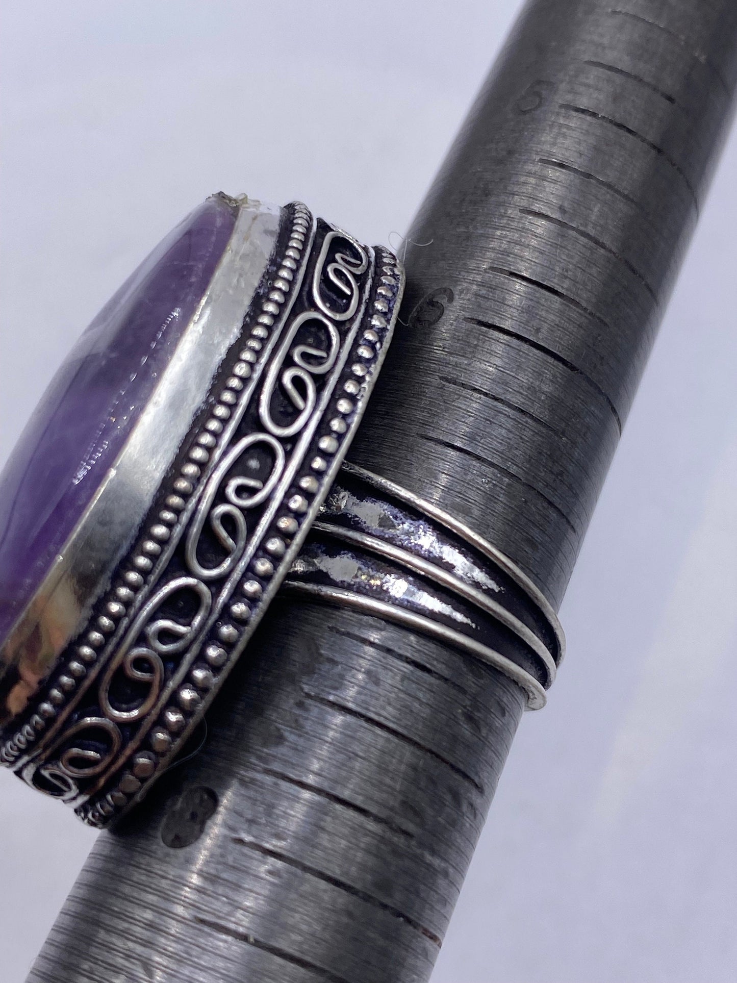 Vintage Genuine Purple Amethyst Boho Cocktail Statement Ring