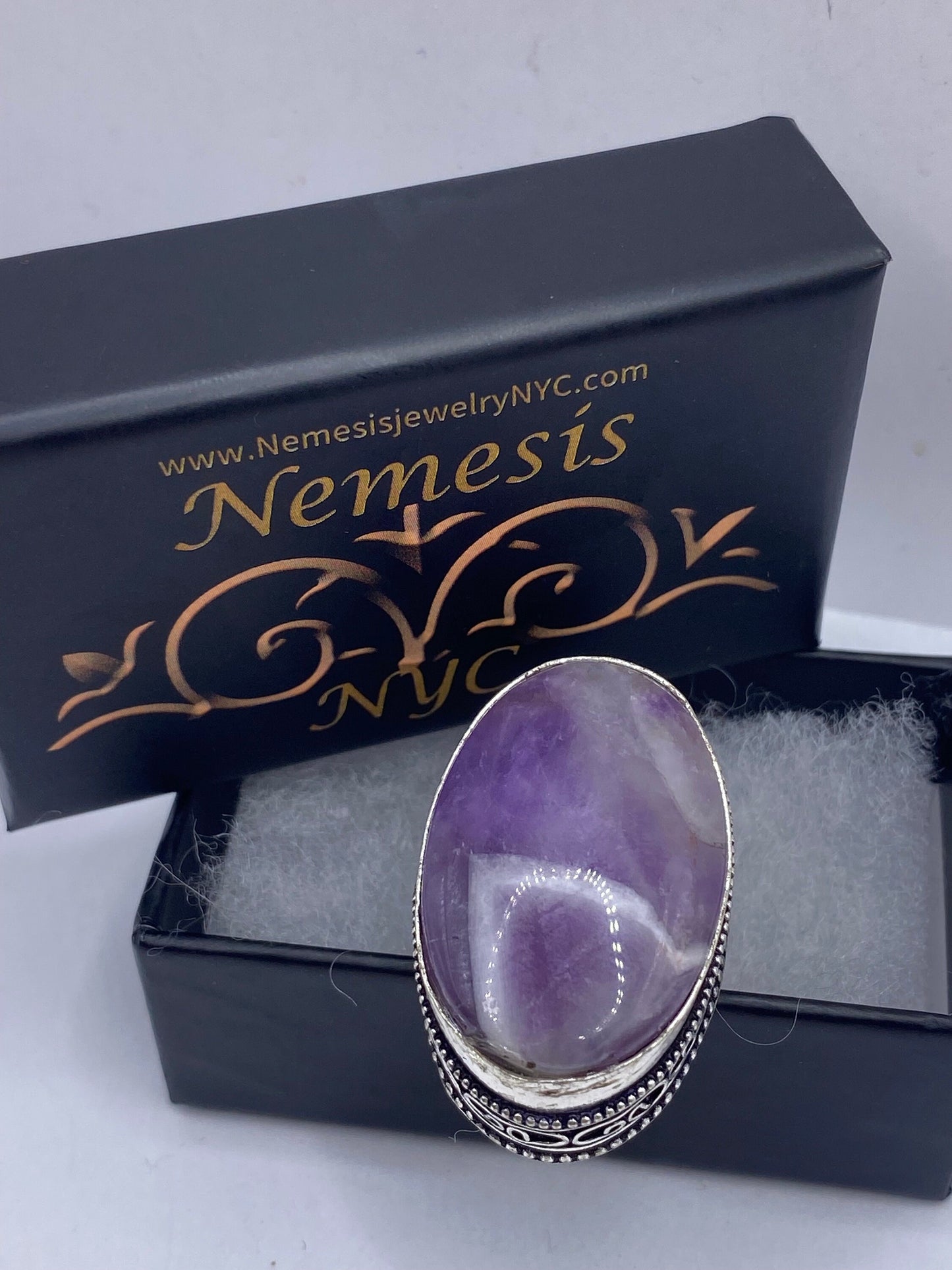 Vintage Genuine Purple Amethyst Boho Cocktail Statement Ring