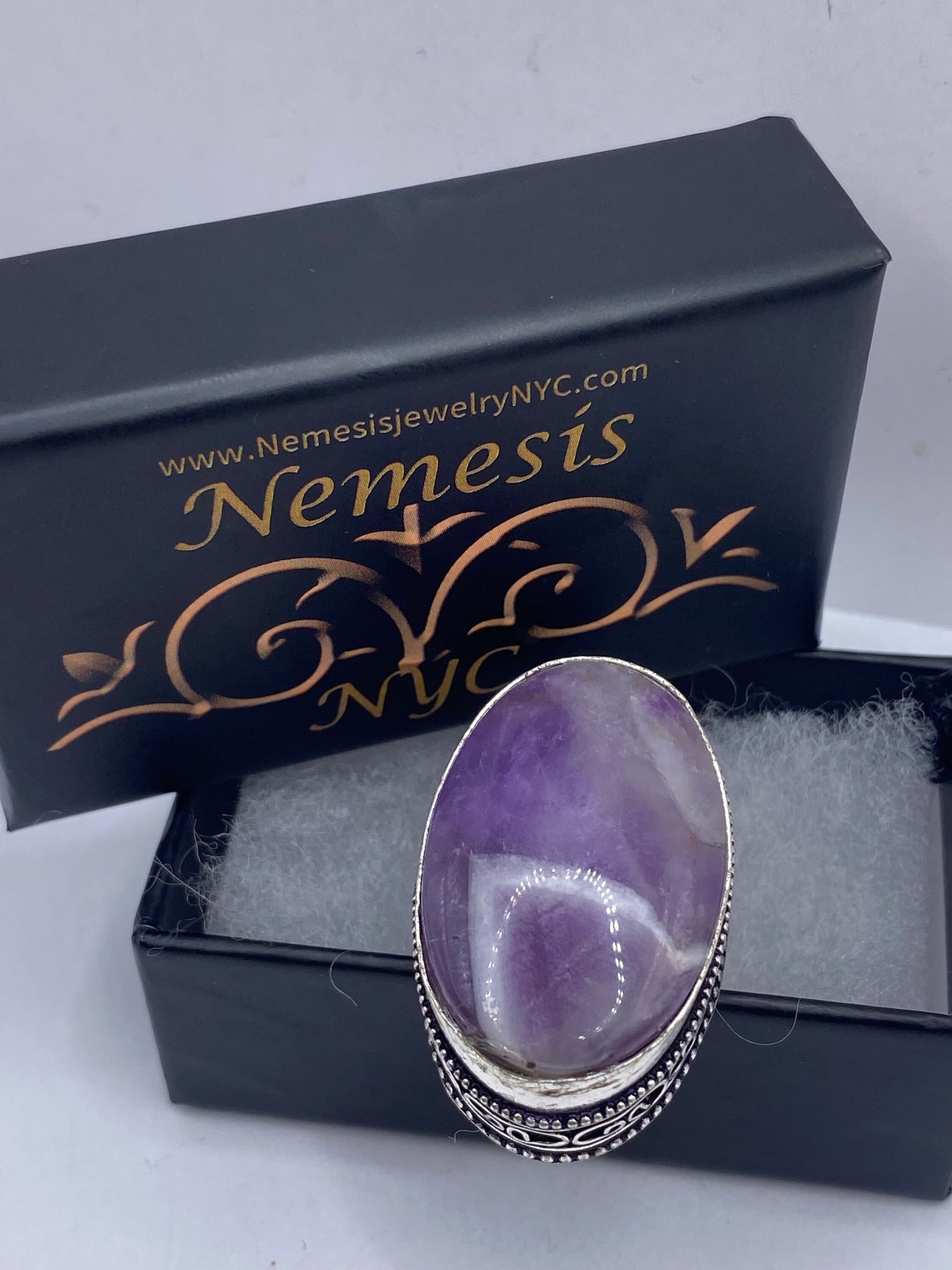 Vintage Genuine Purple Amethyst Boho Cocktail Statement Ring