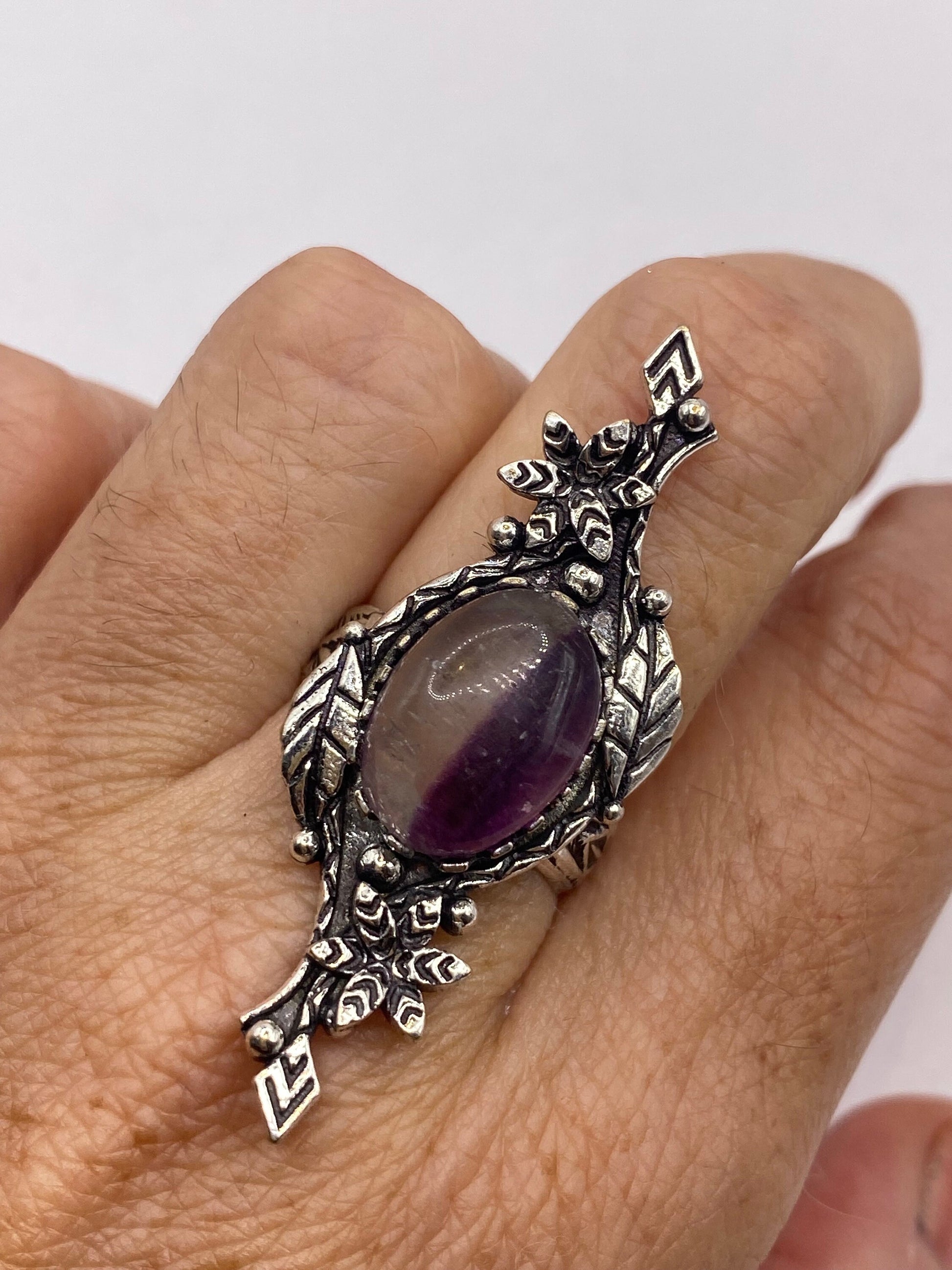 Vintage Genuine Purple Amethyst Boho Cocktail Statement Ring