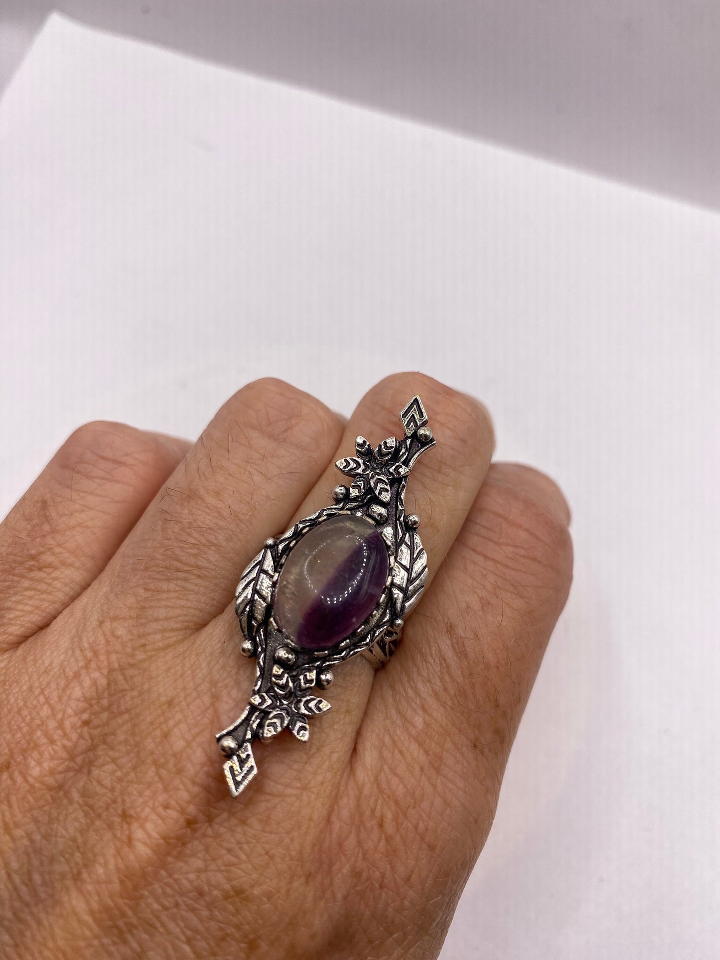 Vintage Genuine Purple Amethyst Boho Cocktail Statement Ring