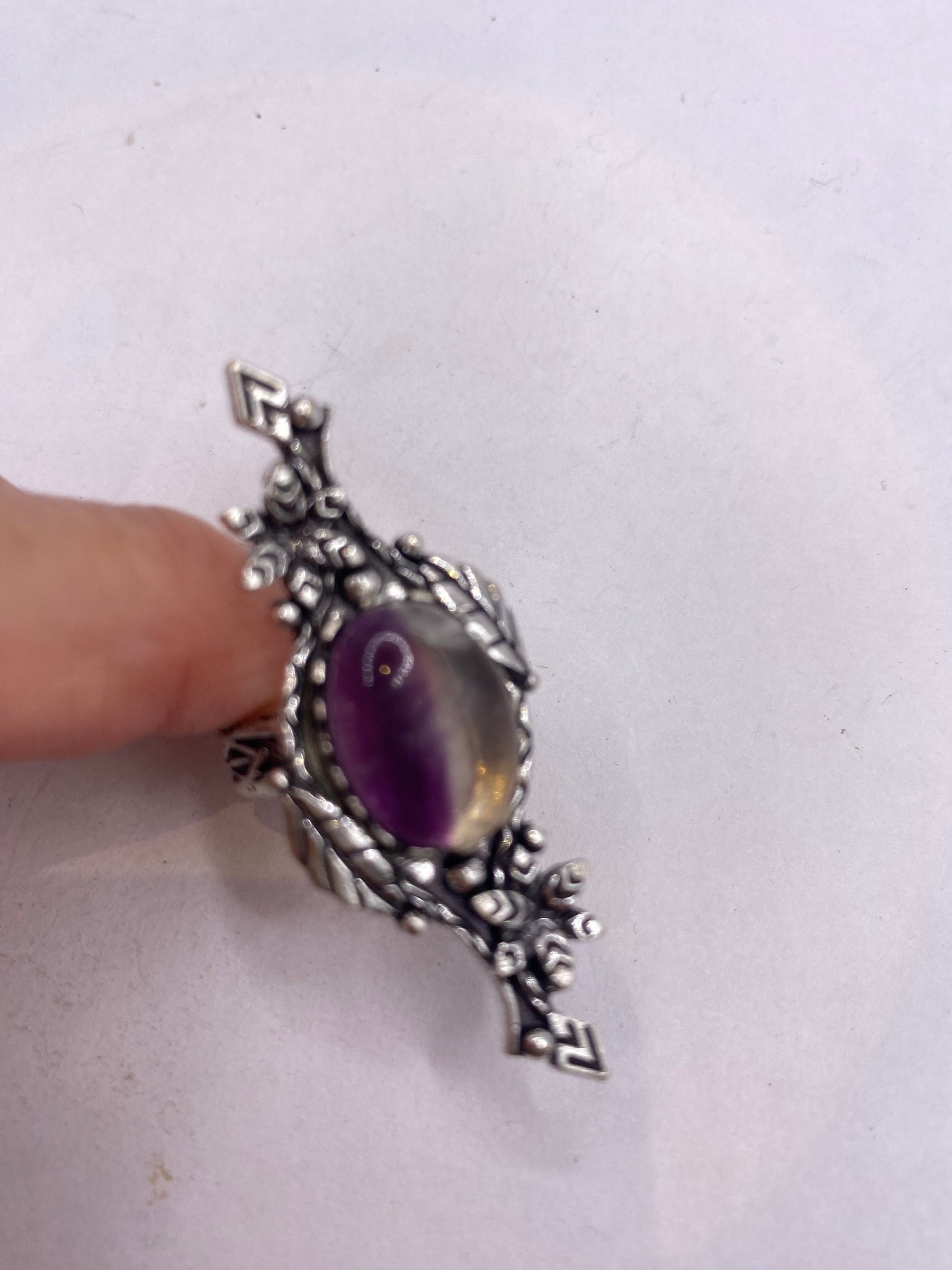 Vintage Genuine Purple Amethyst Boho Cocktail Statement Ring