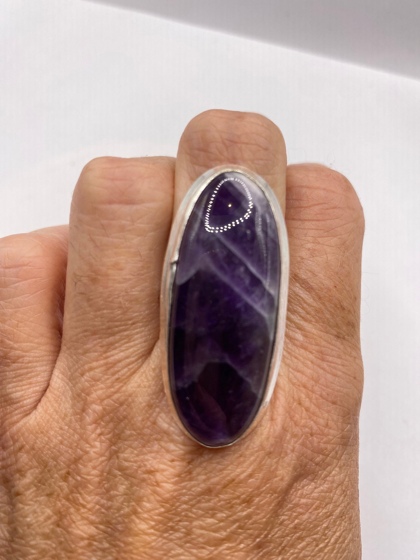 Vintage Genuine Purple Amethyst Boho Cocktail Statement Ring