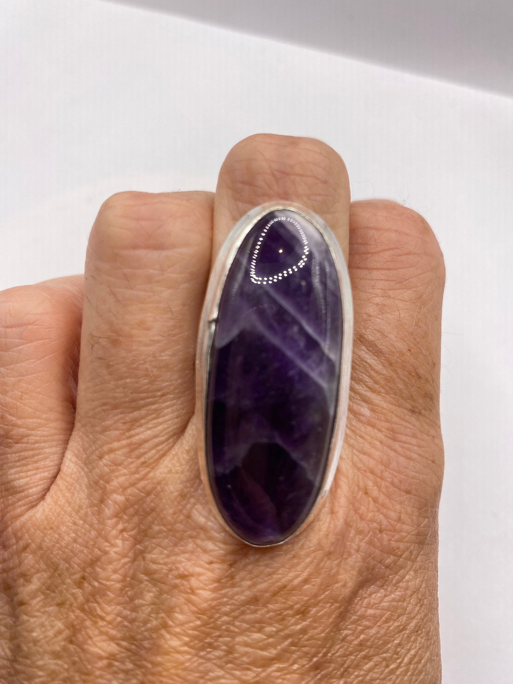 Vintage Genuine Purple Amethyst Boho Cocktail Statement Ring