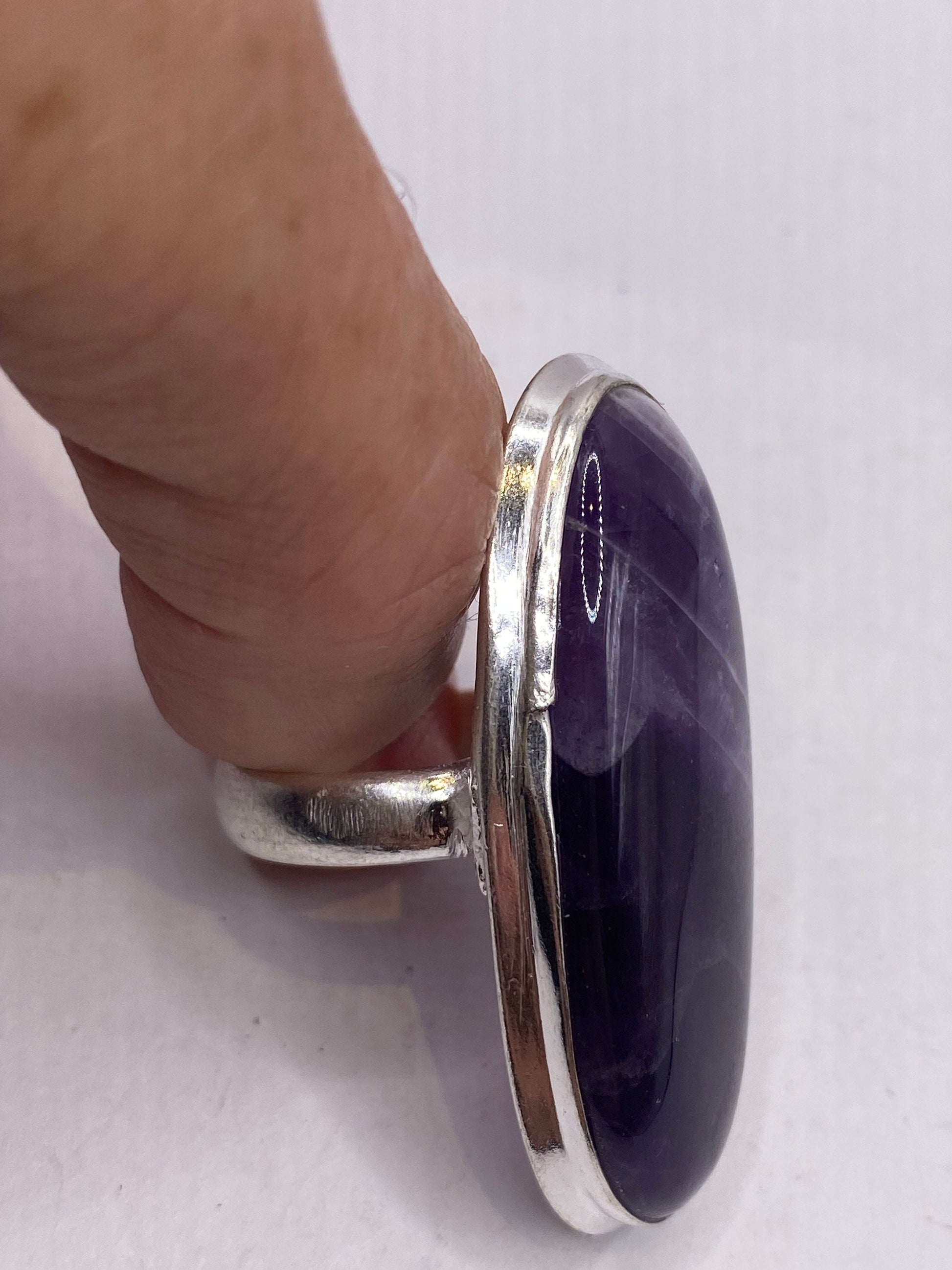 Vintage Genuine Purple Amethyst Boho Cocktail Statement Ring
