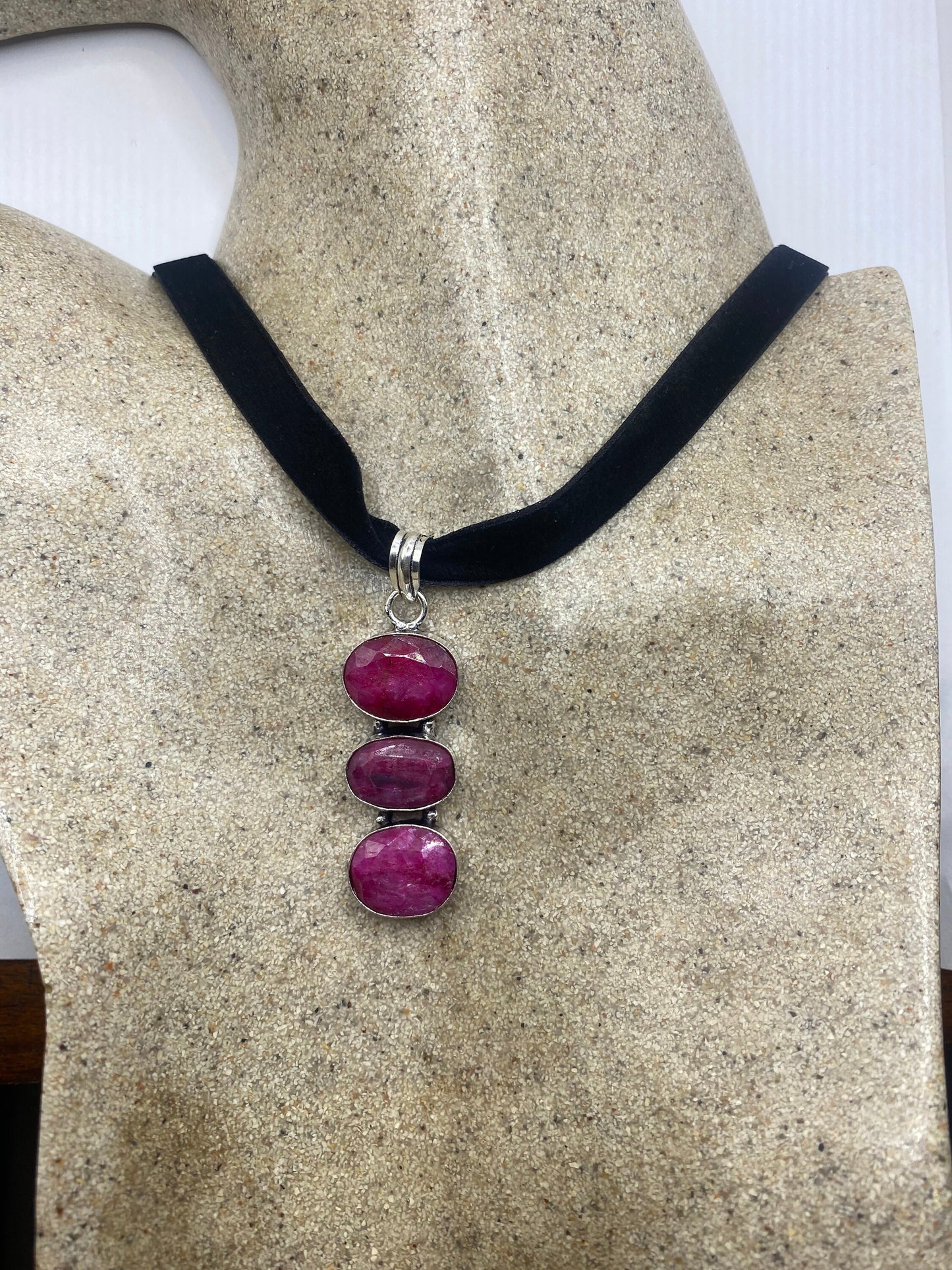 Vintage Antique Pink Raw Ruby Choker Necklace
