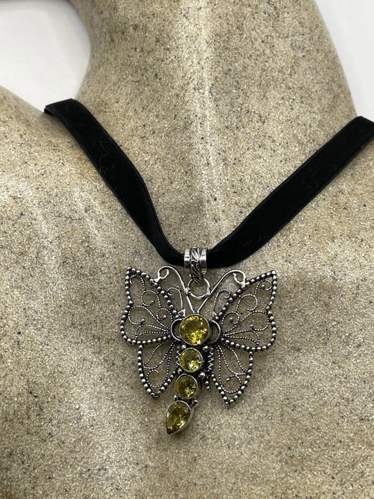 Vintage Lunar Moth Choker Rainbow Moonstone Necklace
