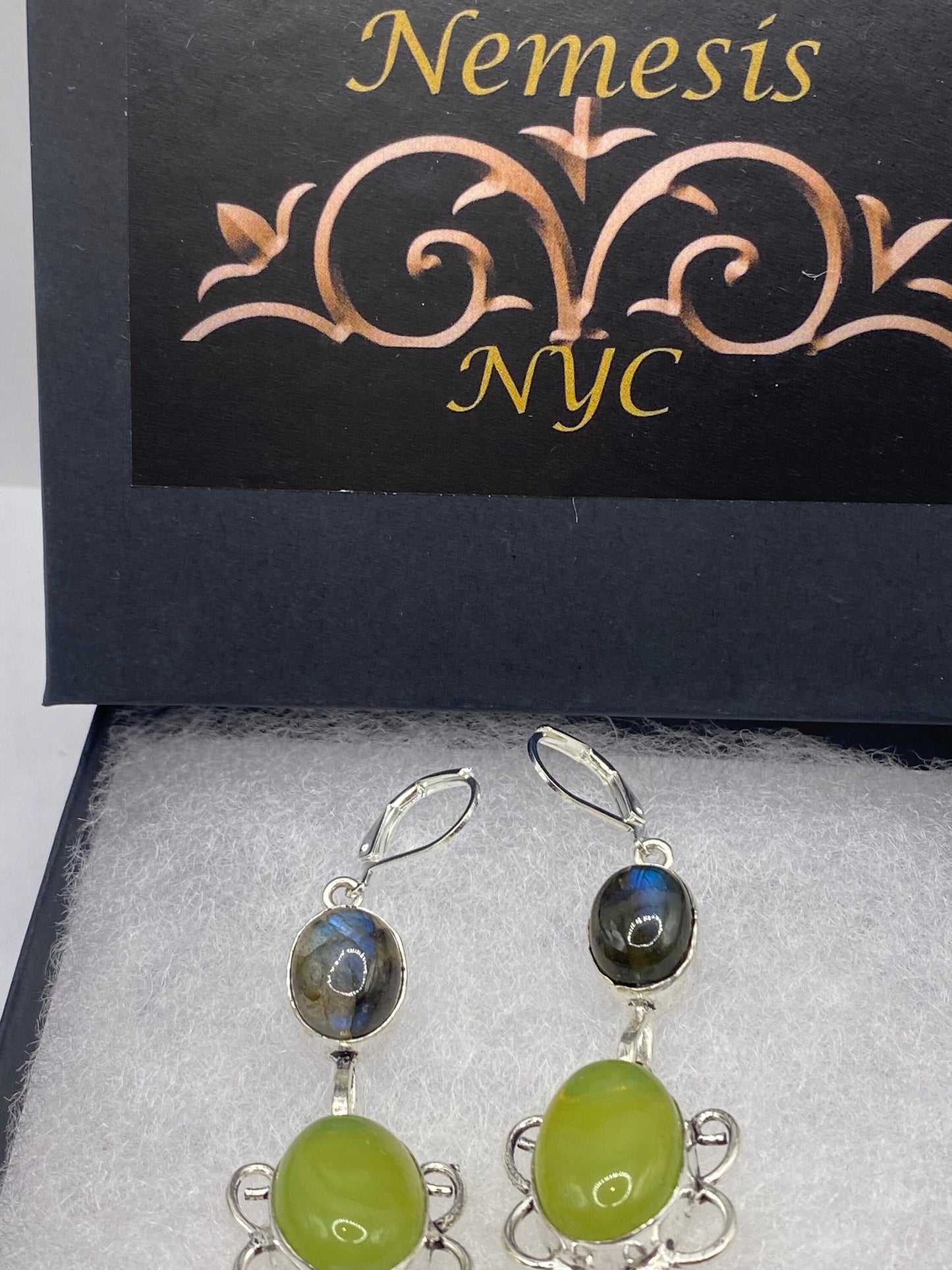 Vintage Labradorite Silver Dangle Chandelier Earrings