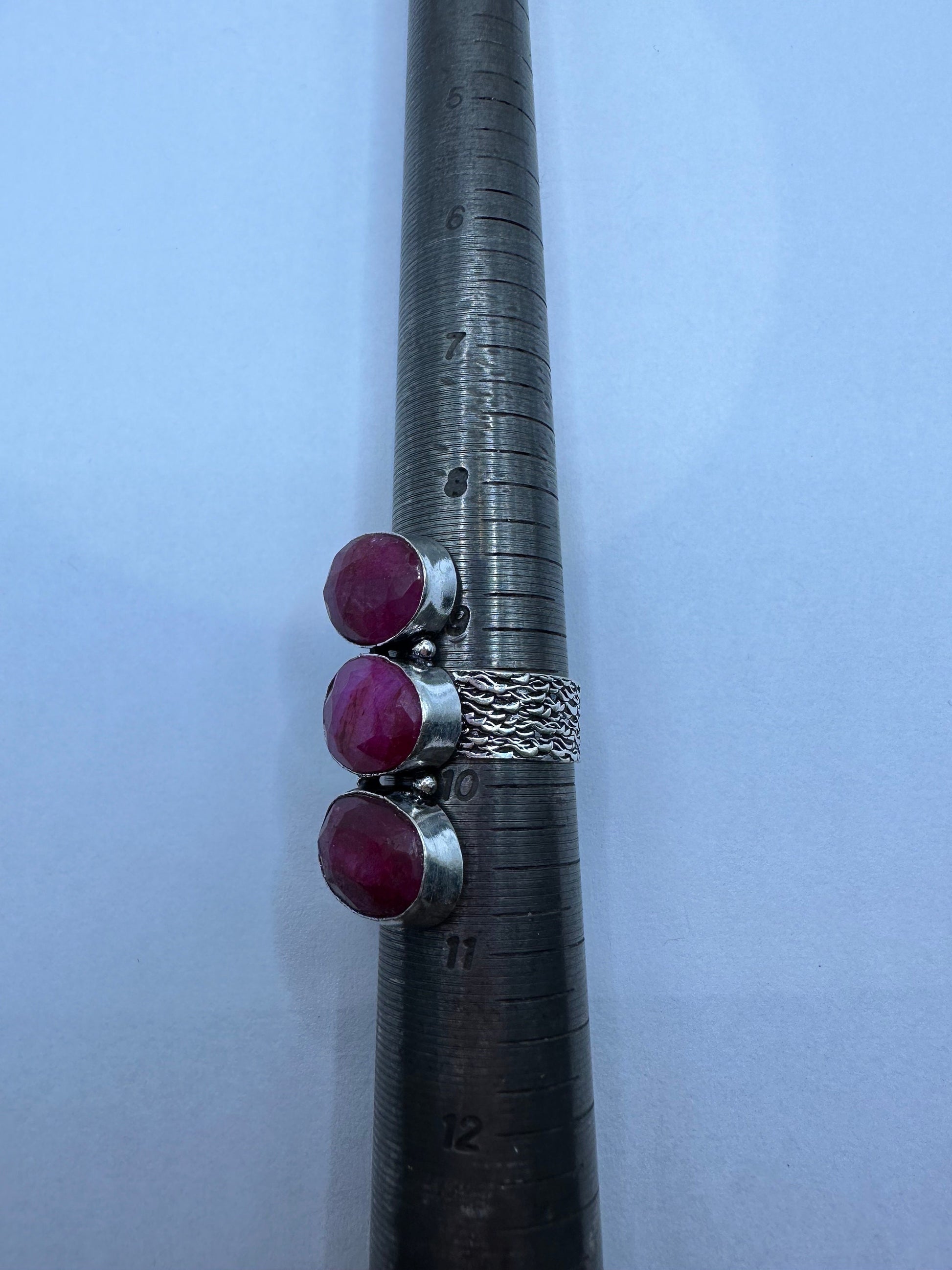 Vintage Handmade Raw Pink Ruby Silver Gothic Ring