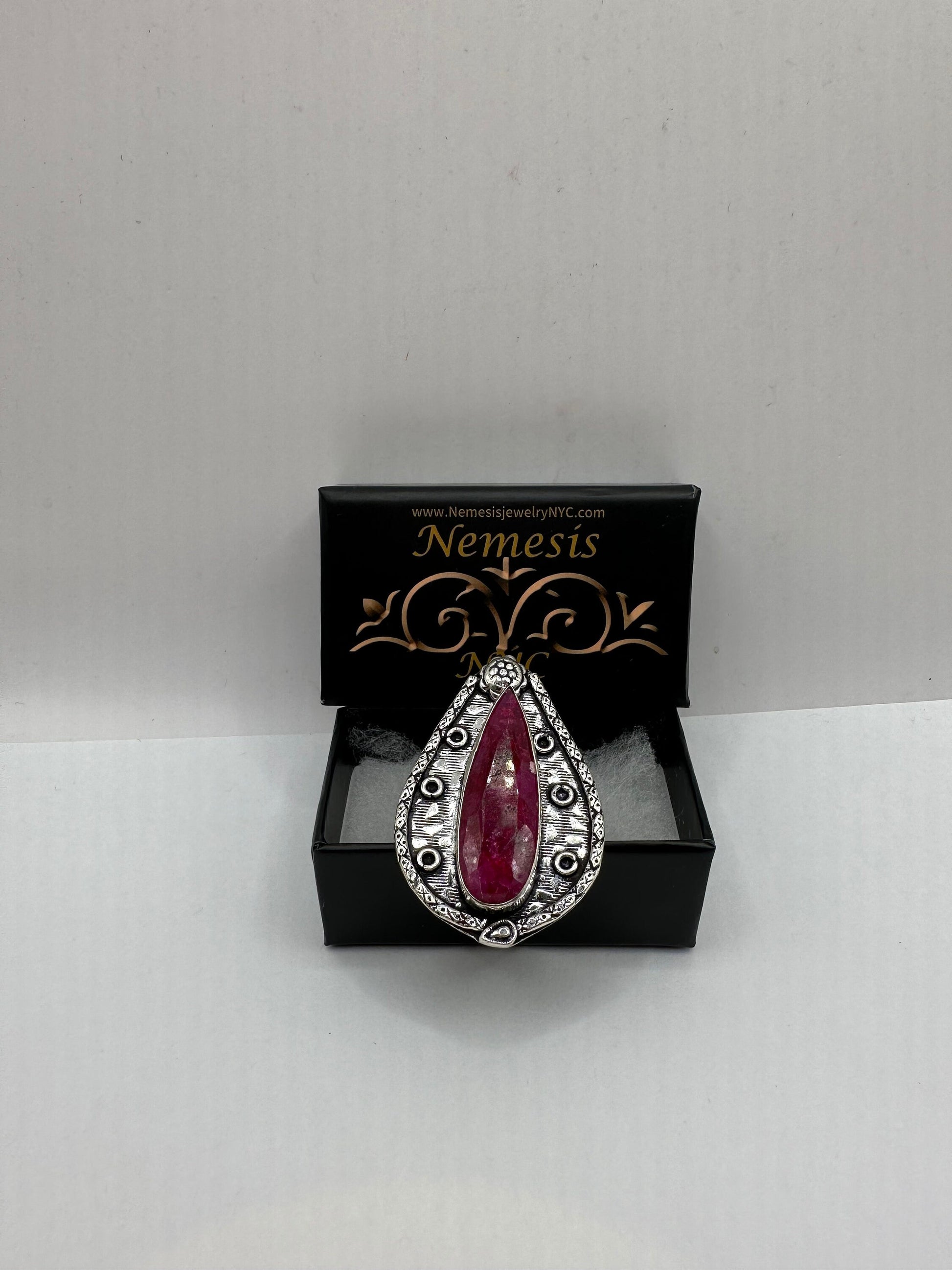 Vintage Handmade Raw Pink Ruby Silver Gothic Ring