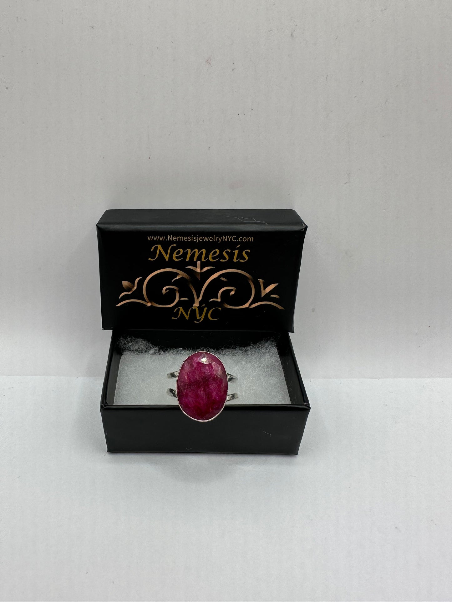 Vintage Handmade Raw Pink Ruby Silver Gothic Ring