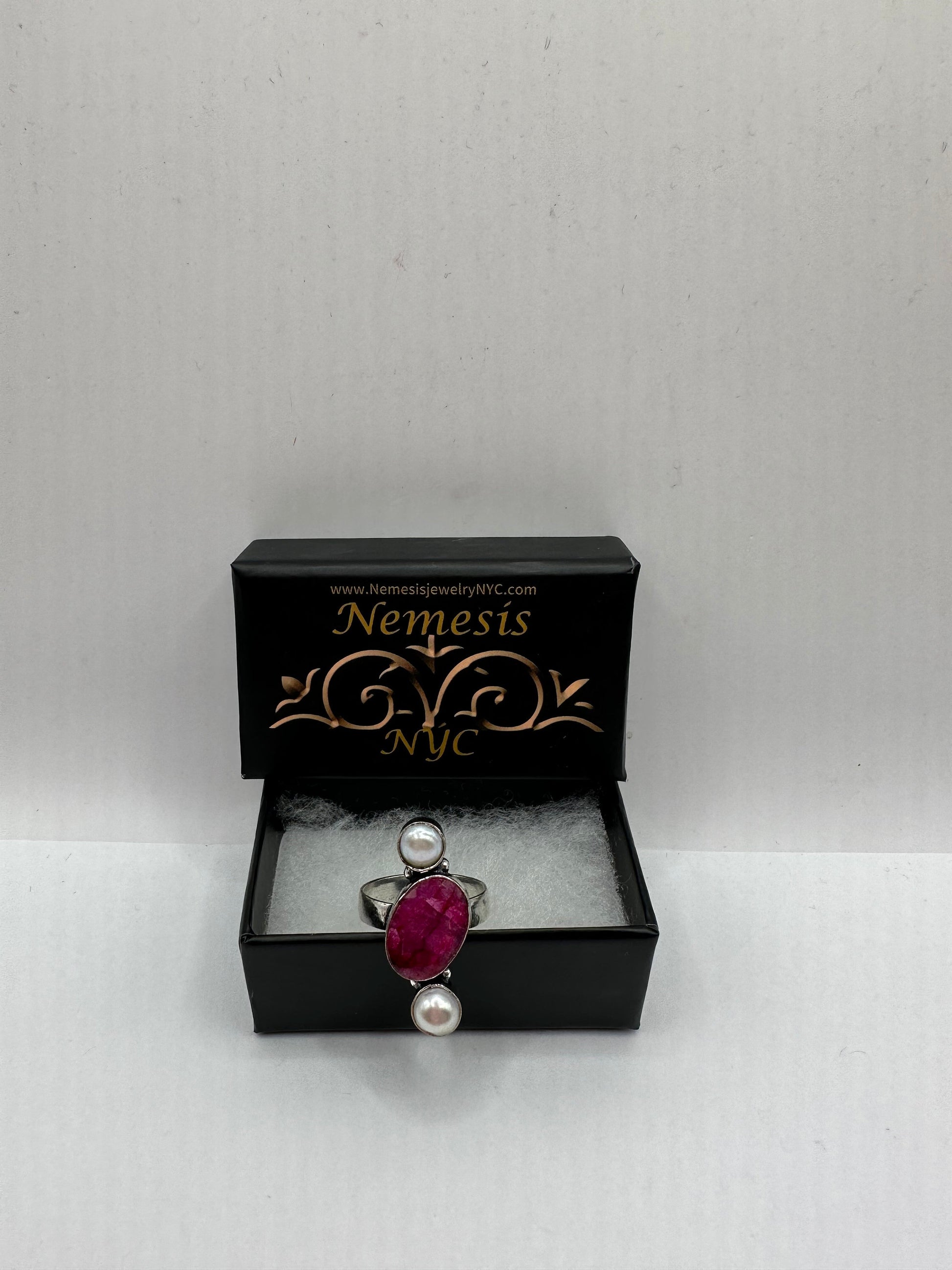 Vintage Handmade Raw Pink Ruby Silver Gothic Ring