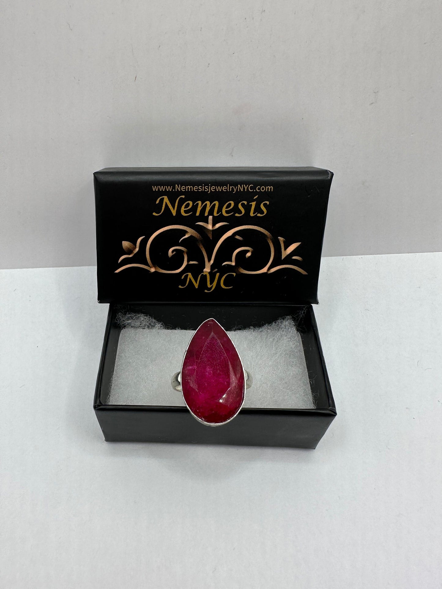 Vintage Handmade Raw Pink Ruby Silver Gothic Ring