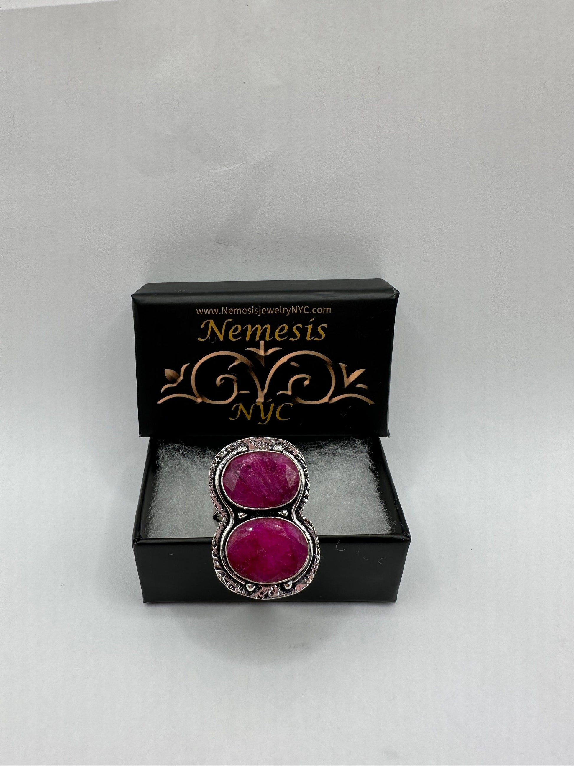 Vintage Handmade Raw Pink Ruby Silver Gothic Ring