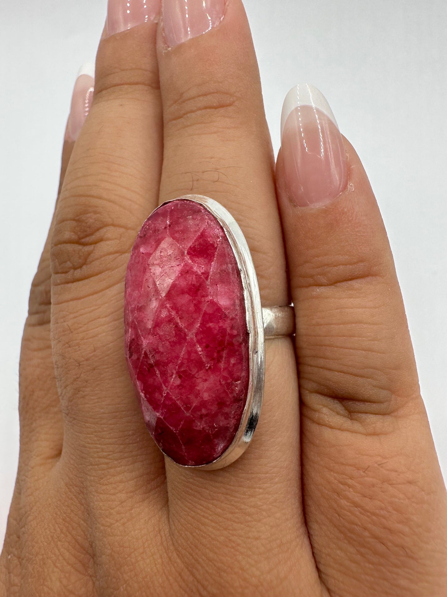 Vintage Handmade Raw Pink Ruby Silver Gothic Ring