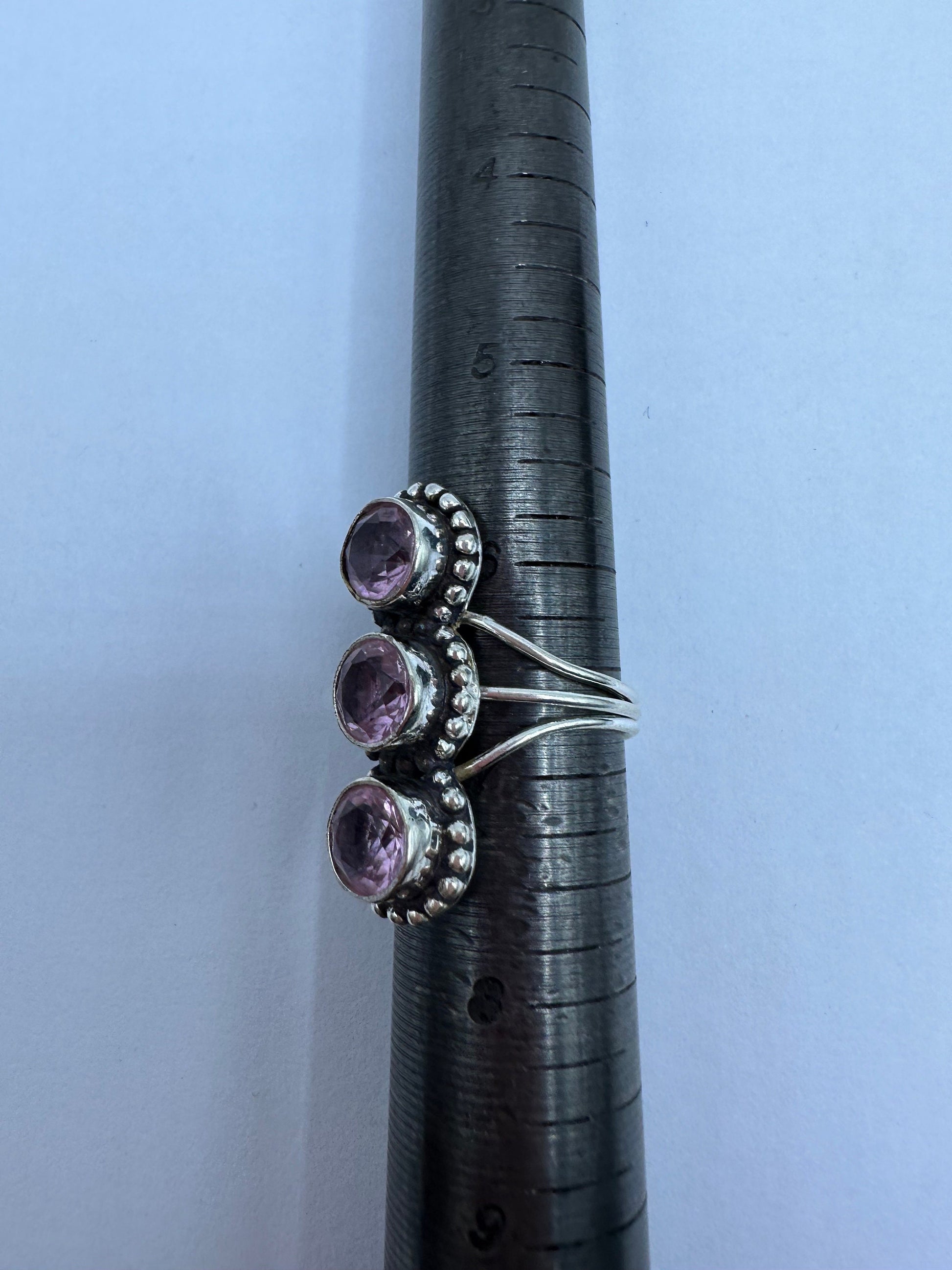 Vintage 1970's Genuine Rose Quartz Silver Statement Ring