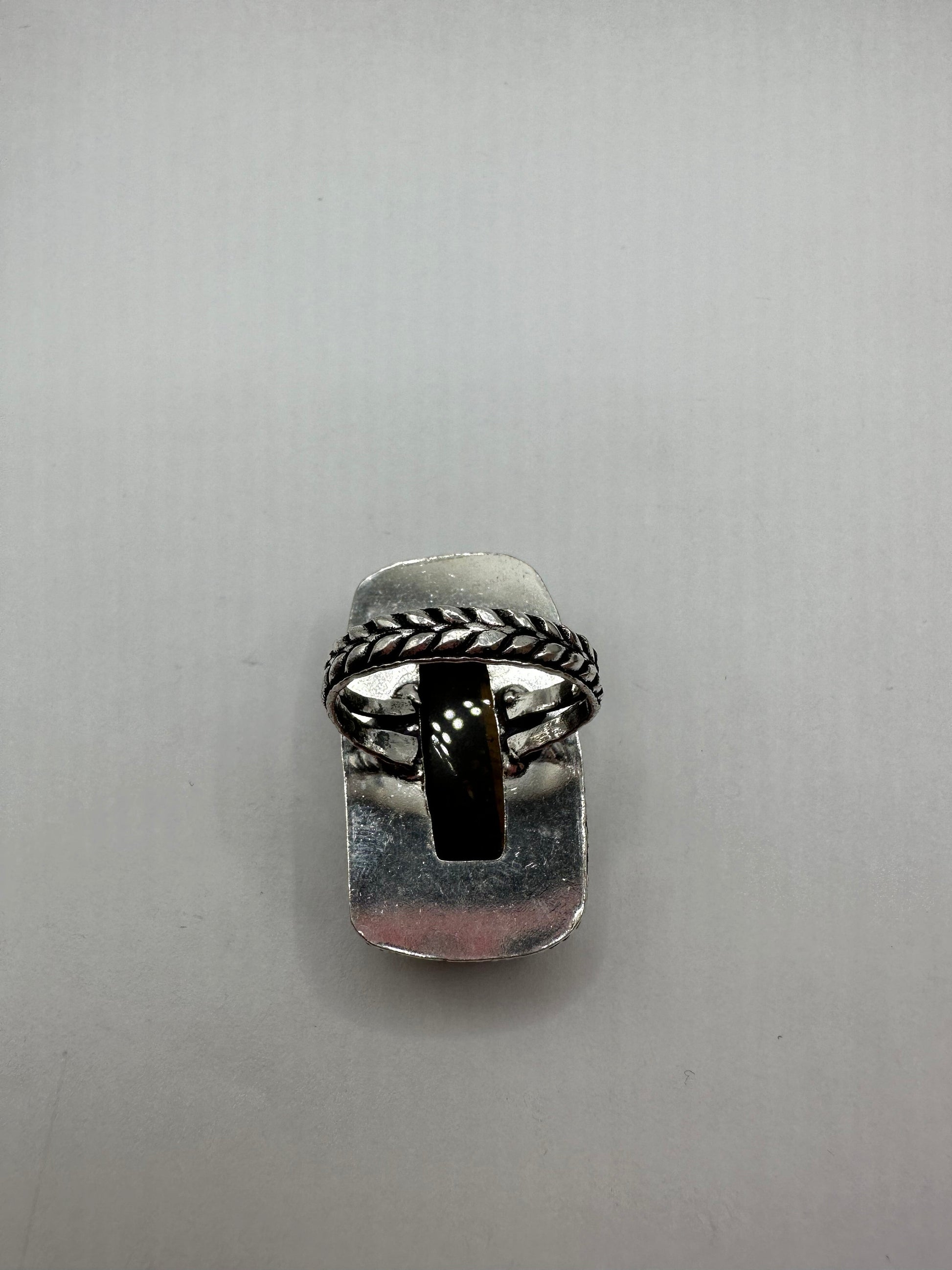 Vintage Tigers Eye Silver Cocktail Ring Size 9.25