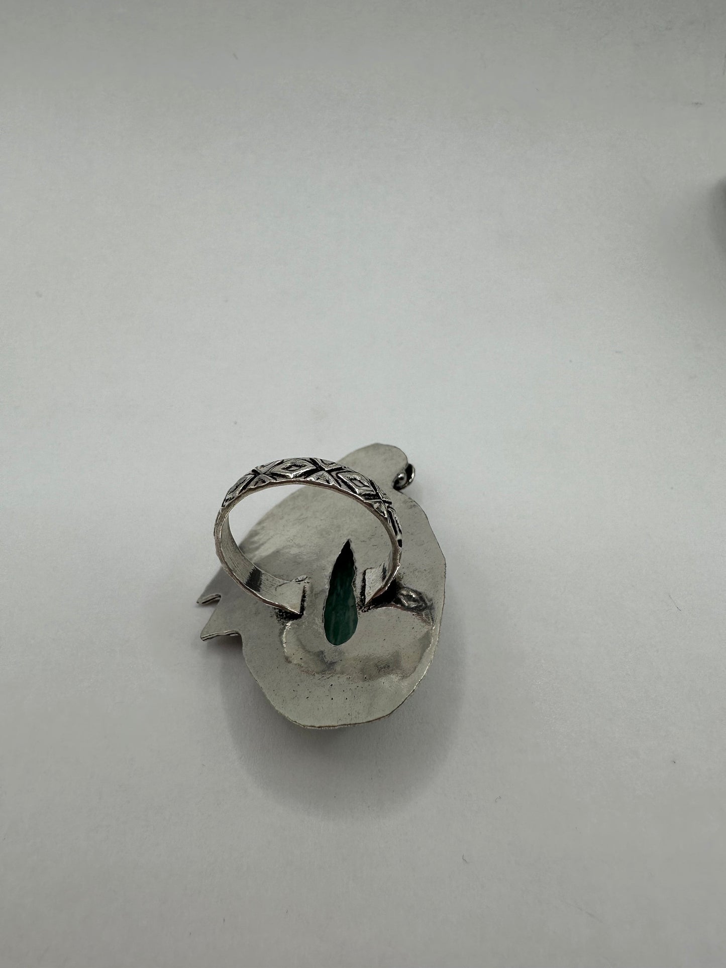 Vintage Green Amazonite Silver Ring Size 8