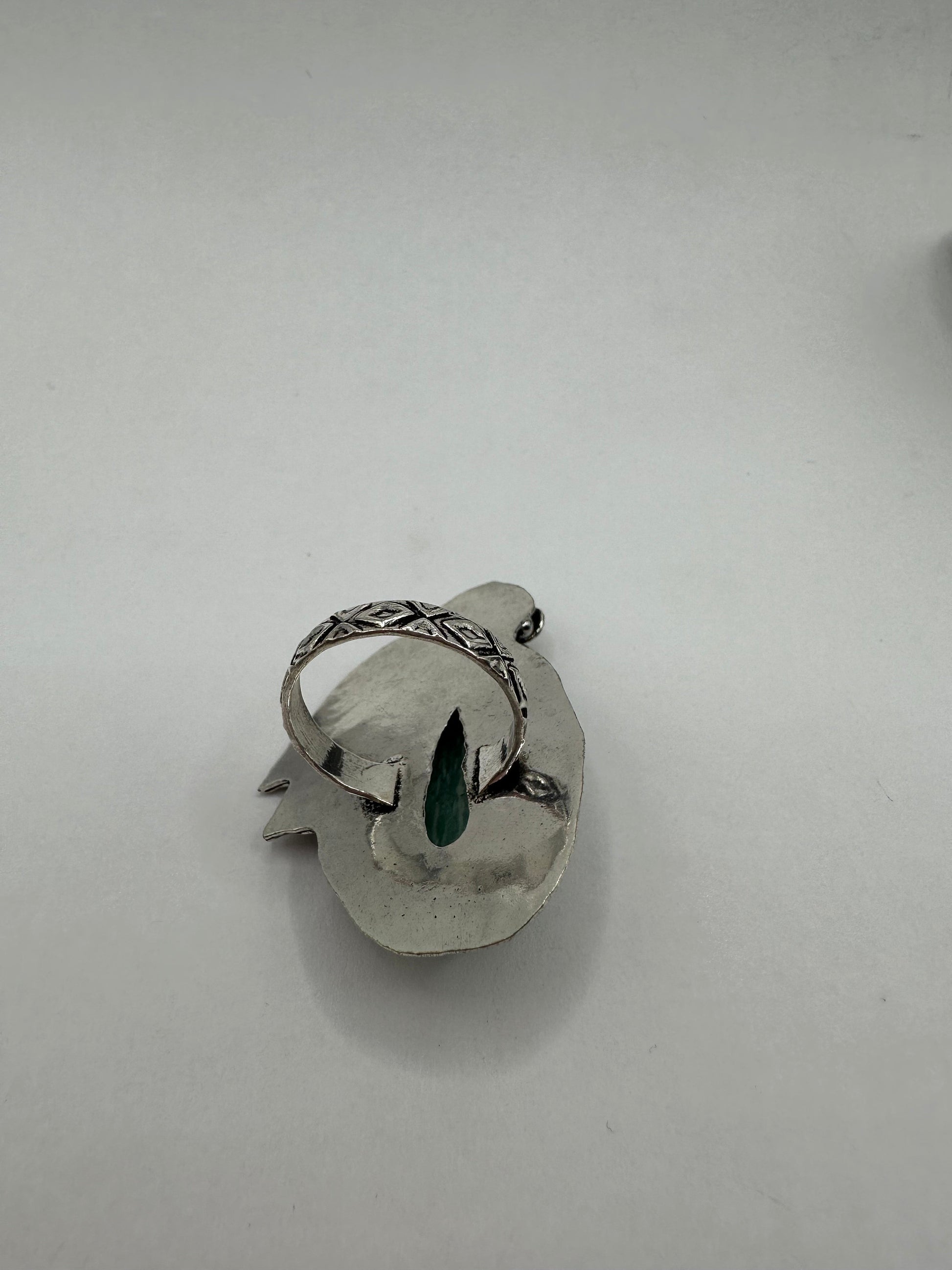 Vintage Green Amazonite Silver Ring Size 8