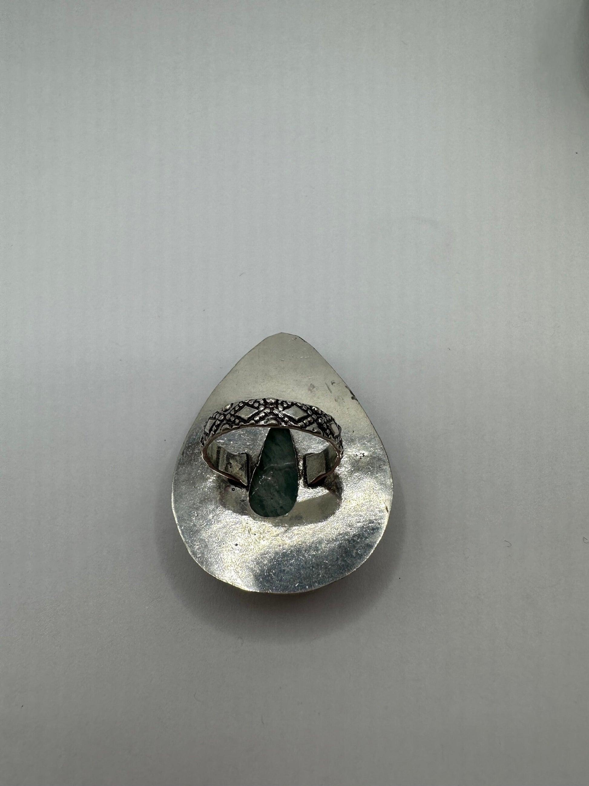 Vintage Green Amazonite Silver Ring Size 5.75