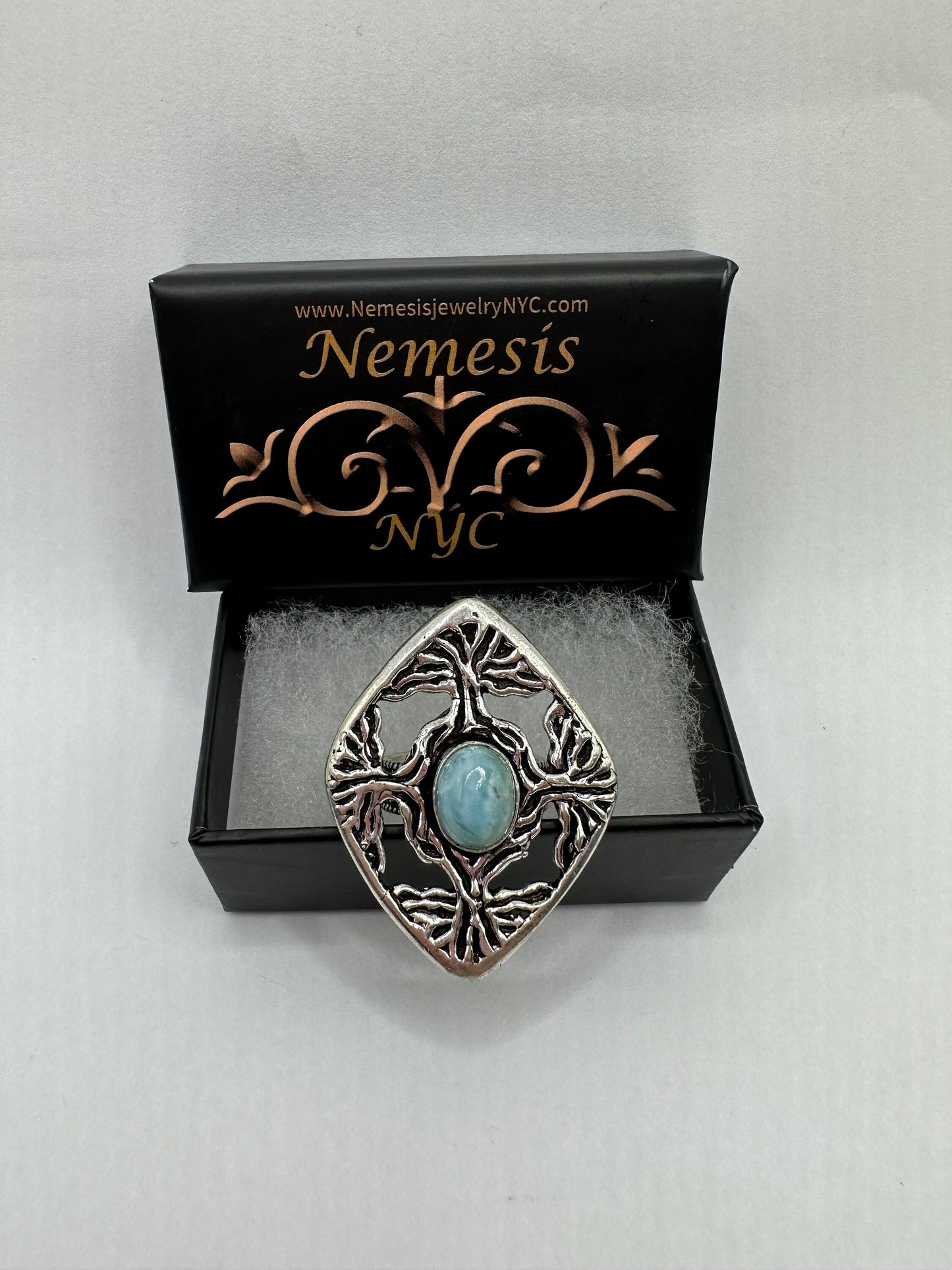 Vintage Blue Genuine Larimar Cocktail Ring