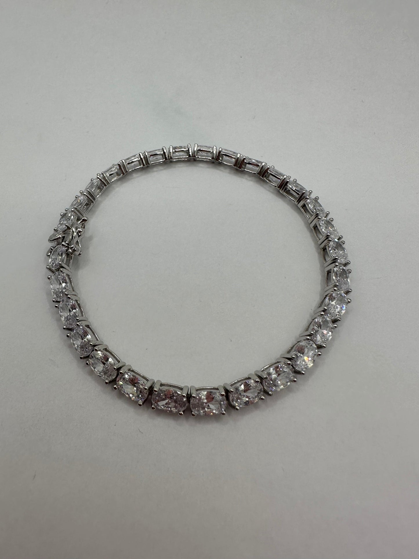 Vintage Silver Tennis Bracelet | Cubic Zirconia Crystal Diamond Bracelet 925 Sterling Silver