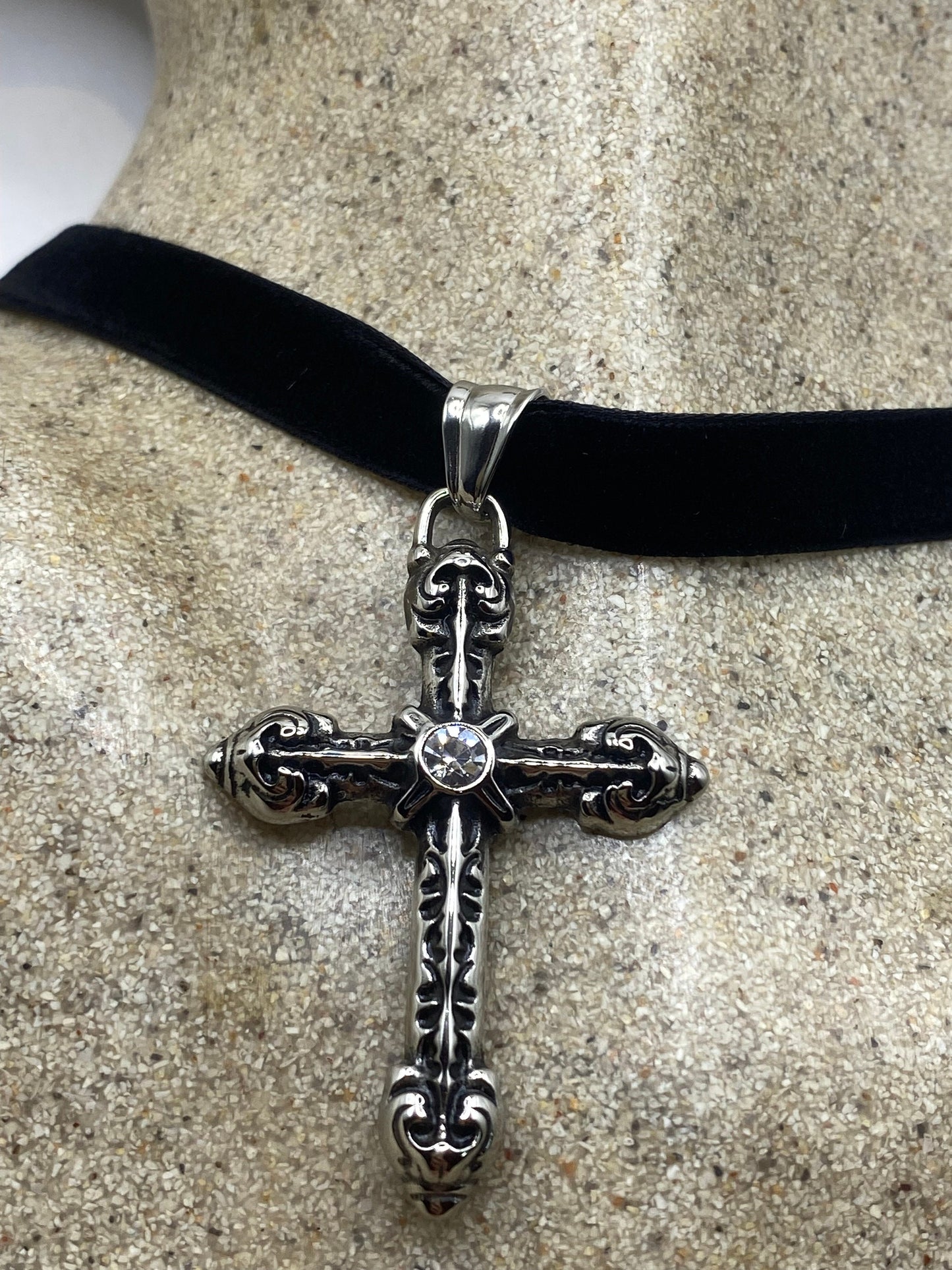 vintage Celtic Stainless Steel Cross pendant necklace