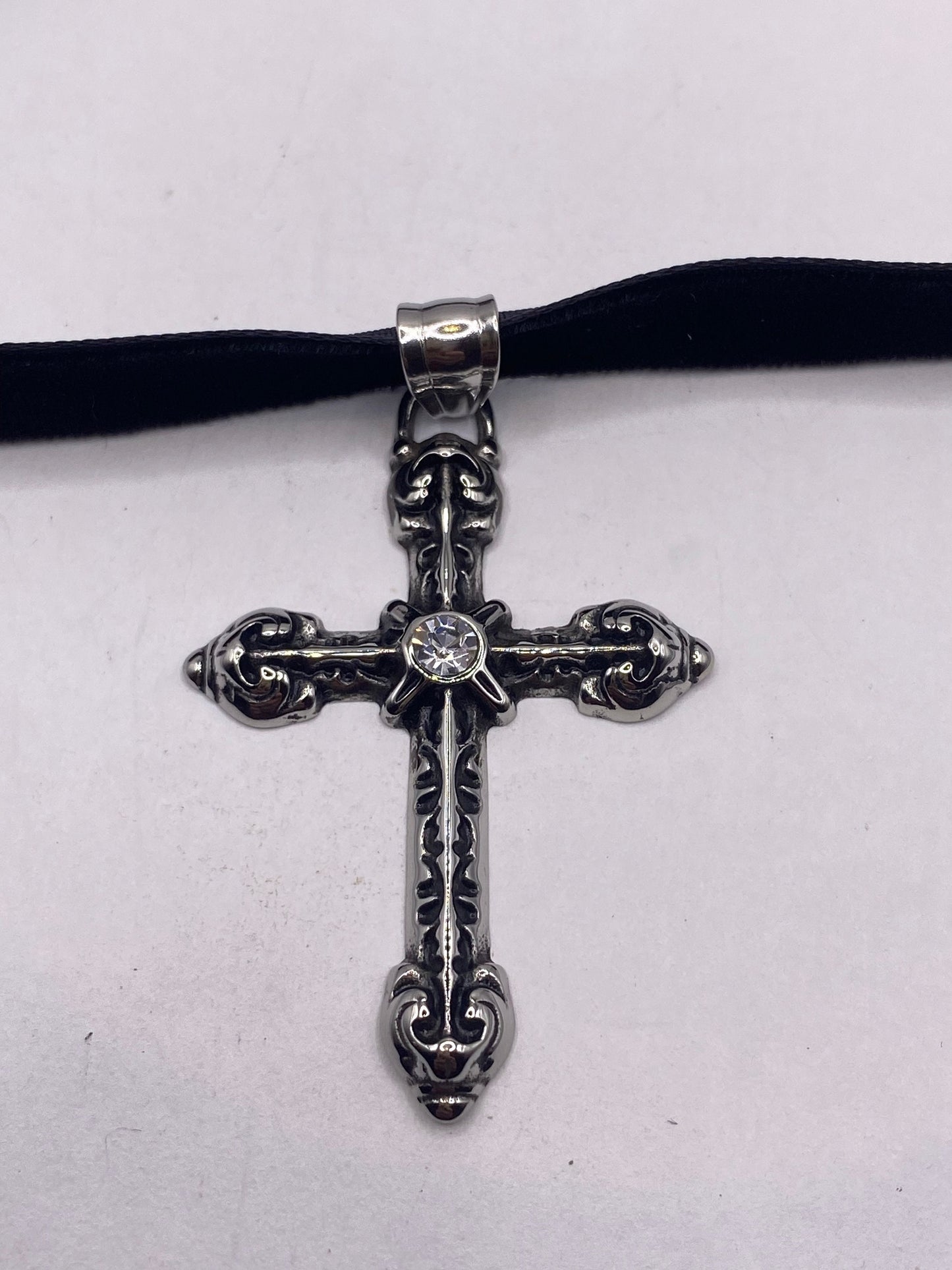vintage Celtic Stainless Steel Cross pendant necklace