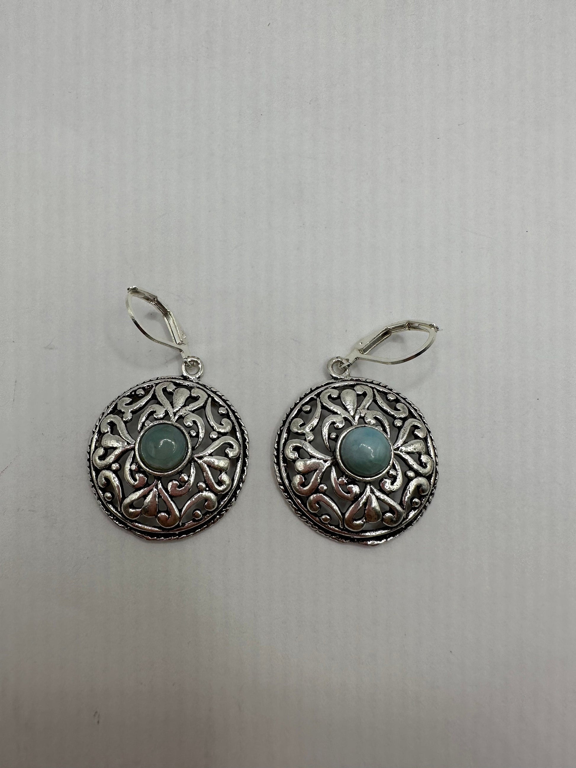 Vintage Sterling Silver Blue turquoise Larimar Earrings