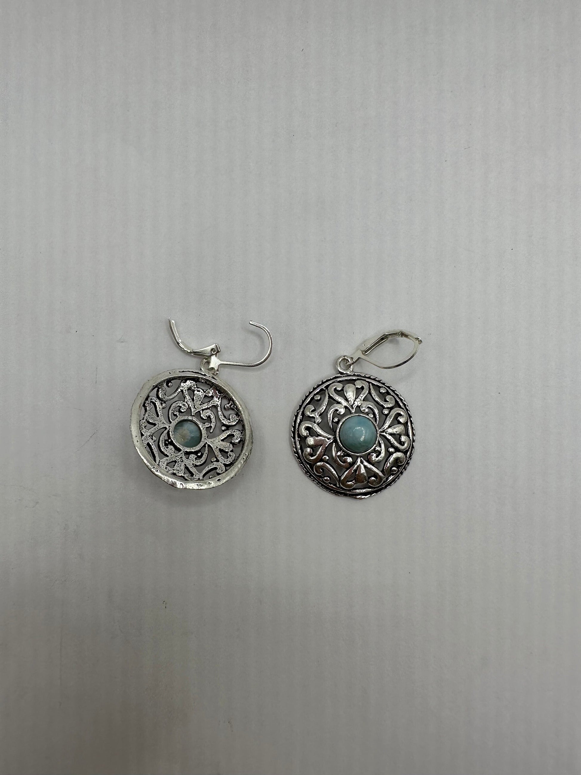 Vintage Sterling Silver Blue turquoise Larimar Earrings