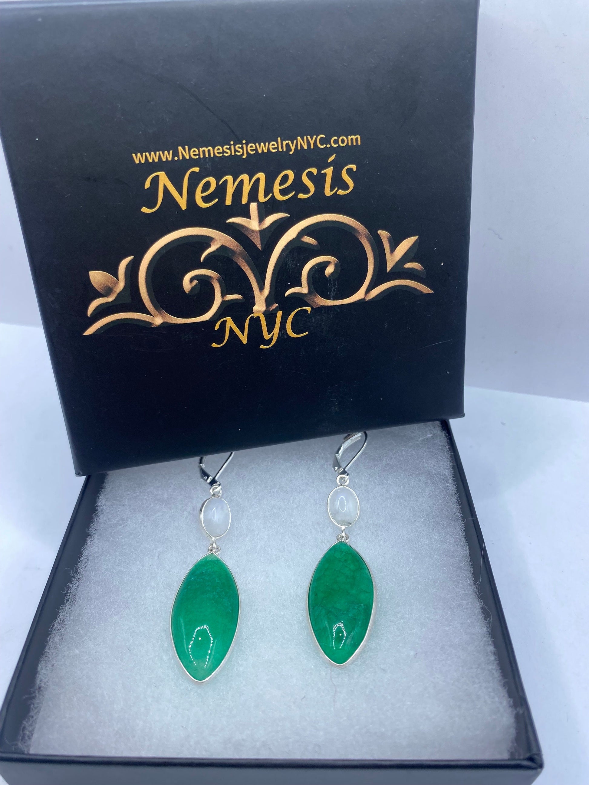 Vintage Genuine Raw Emerald Gemstone Filigree Sterling Silver Lever Back Dangle Earrings