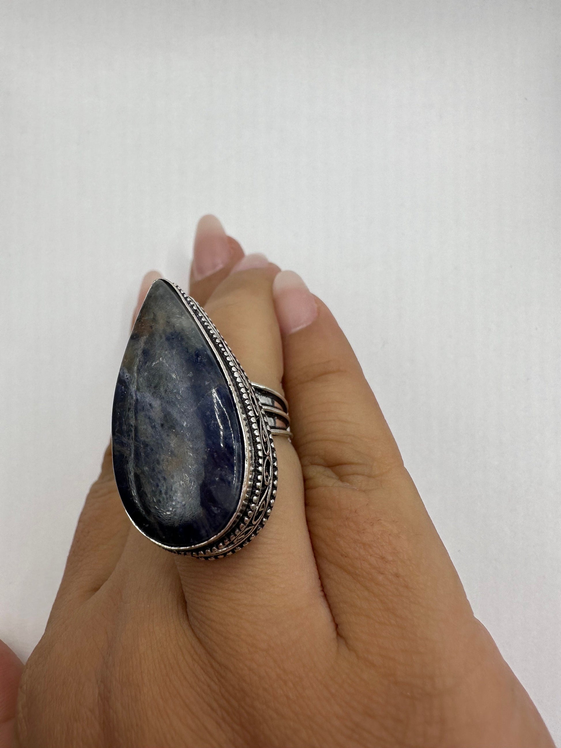 Vintage Blue Genuine Lapis Lazuli Cocktail Ring