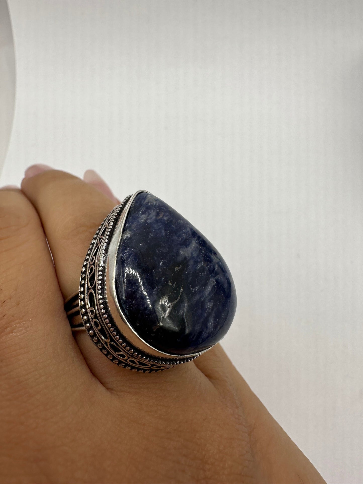Vintage Blue Genuine Lapis Lazuli Cocktail Ring