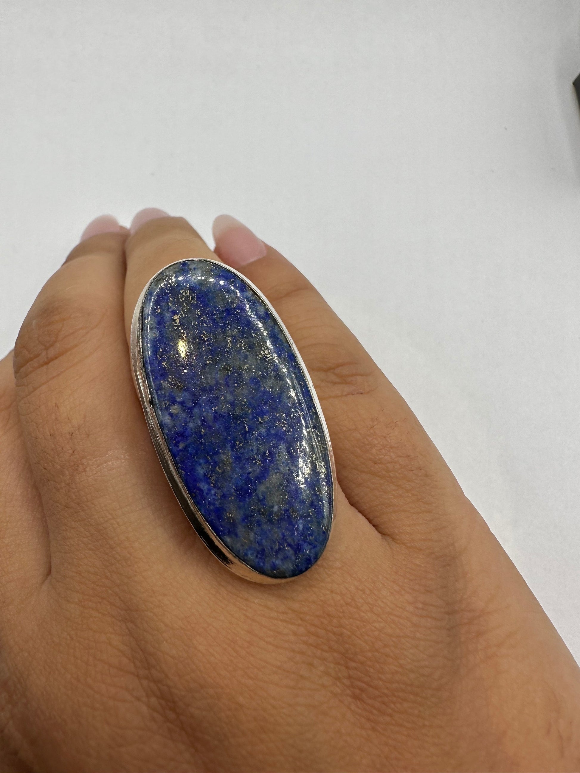 Vintage Blue Genuine Lapis Lazuli Cocktail Ring