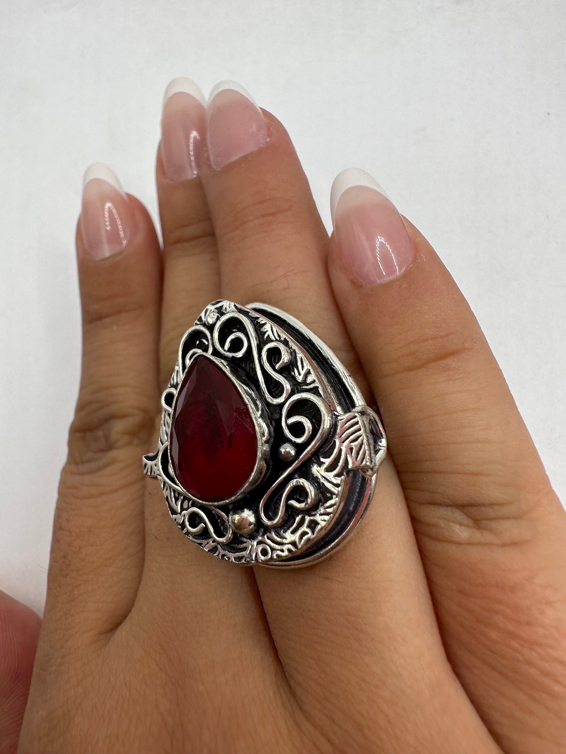 Vintage White Bronze Poison Pillbox Ring