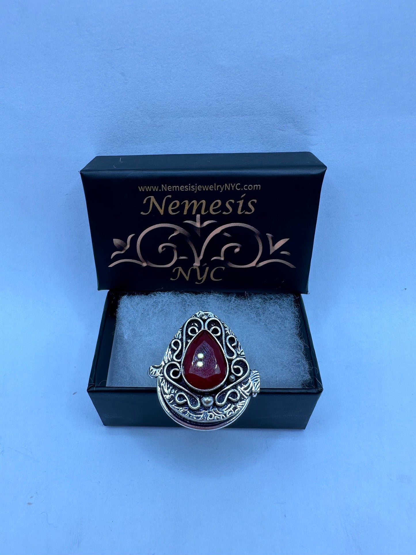 Vintage White Bronze Poison Pillbox Ring