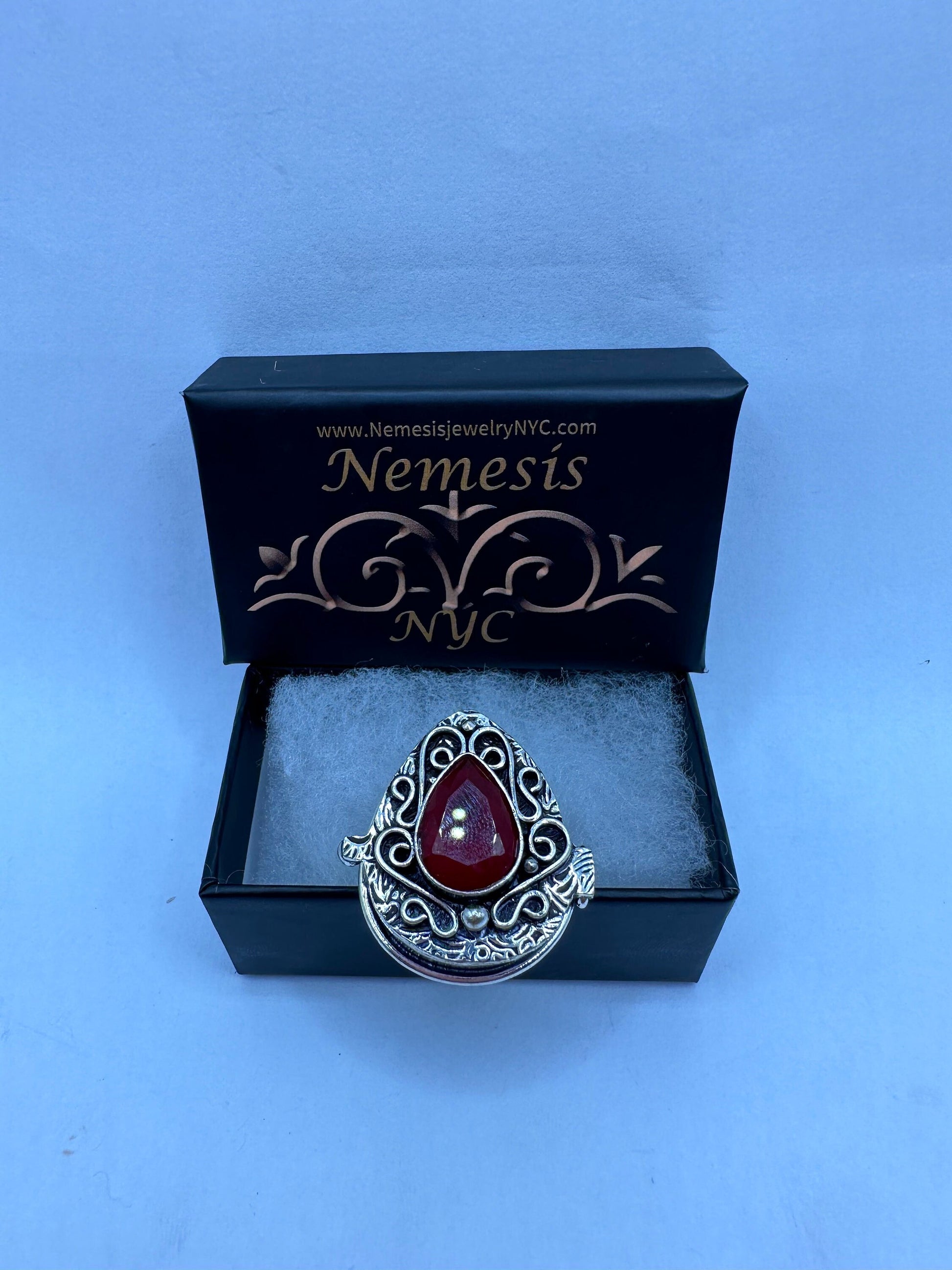 Vintage White Bronze Poison Pillbox Ring