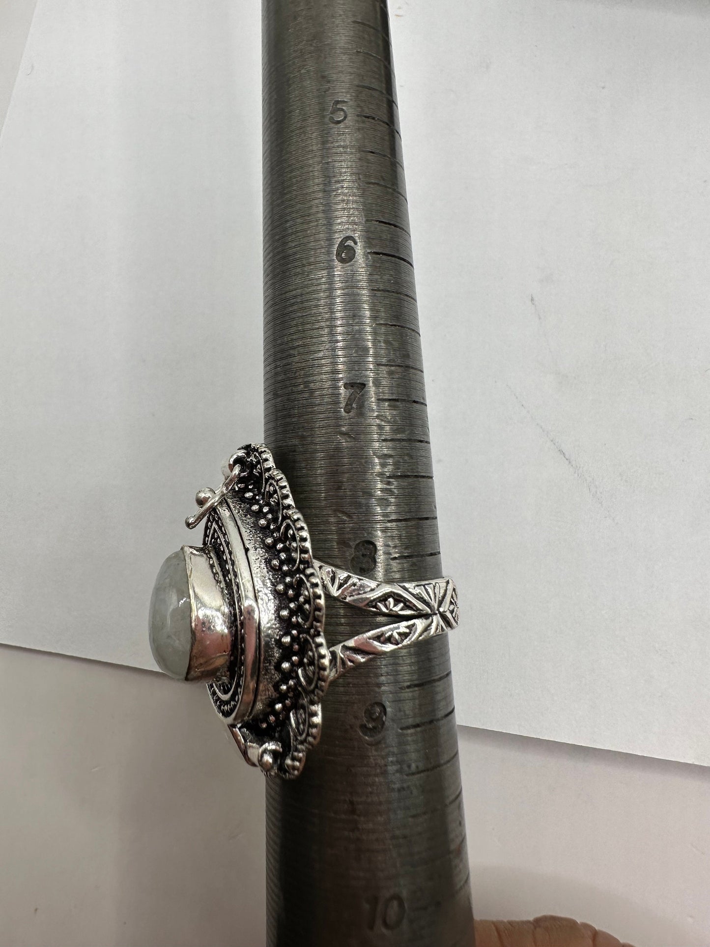 Vintage White Bronze Poison Pillbox Ring